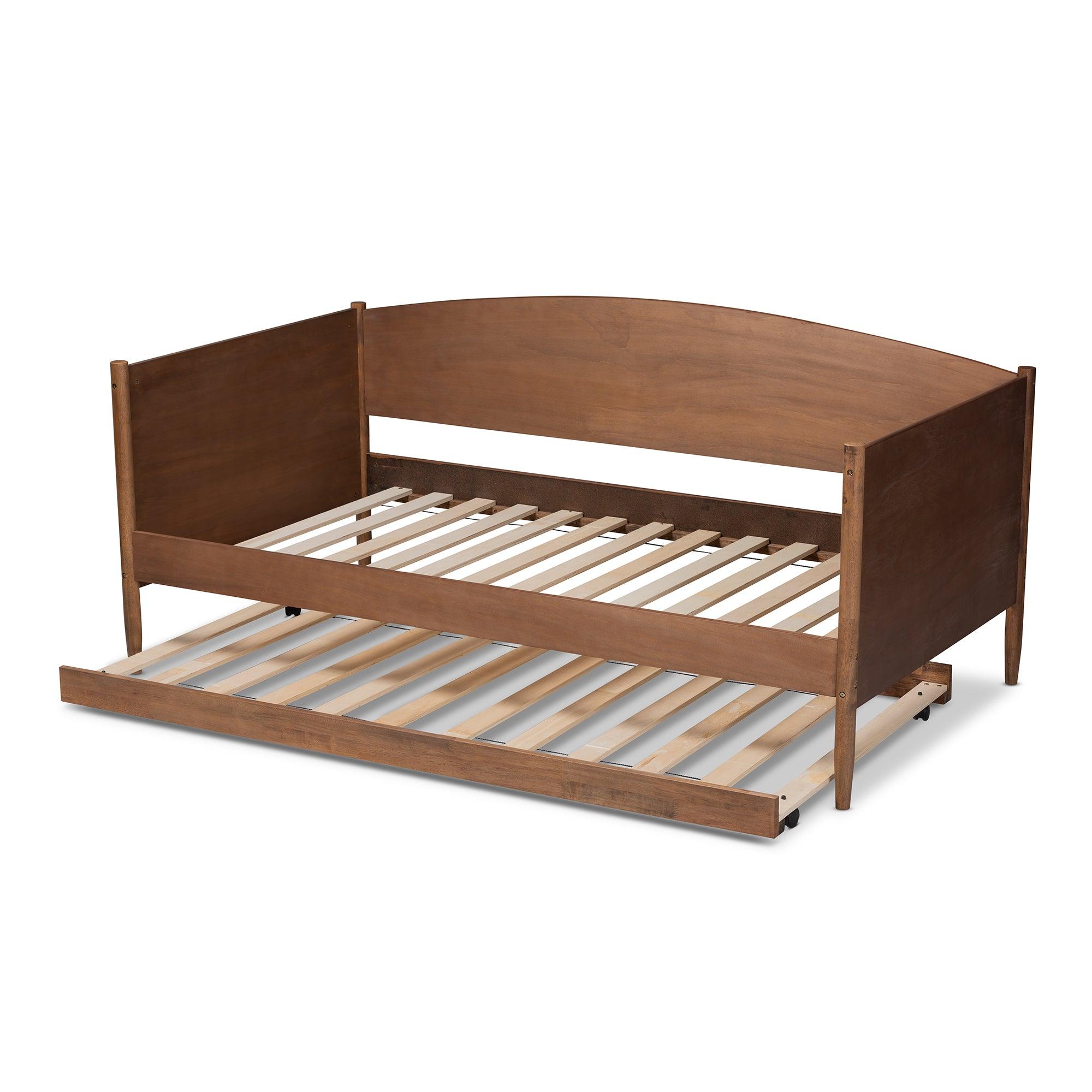 Veles Mid-Century Modern Ash Wanut Finished Wood Daybed