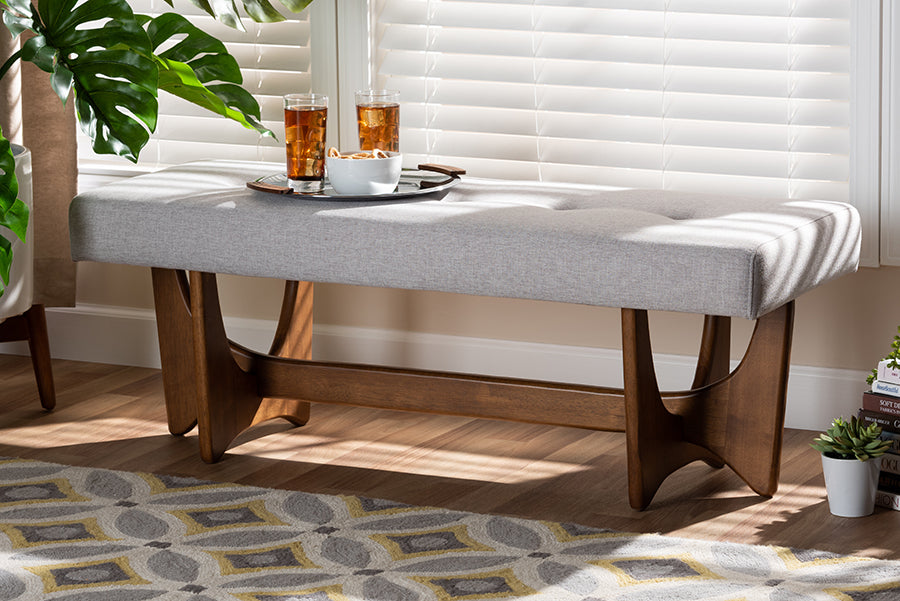 Theo Mid-Century Modern Fabric Upholstered Finished Bench