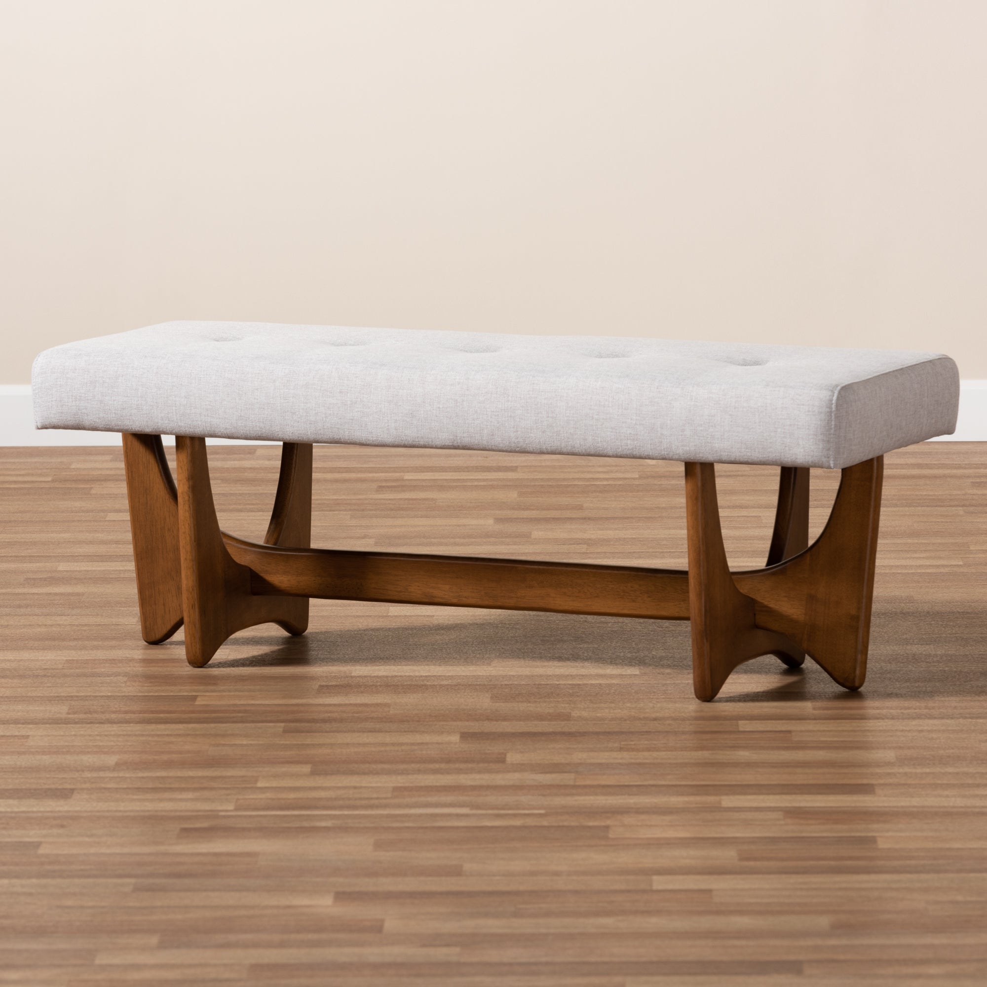 Theo Mid-Century Modern Fabric Upholstered Finished Bench