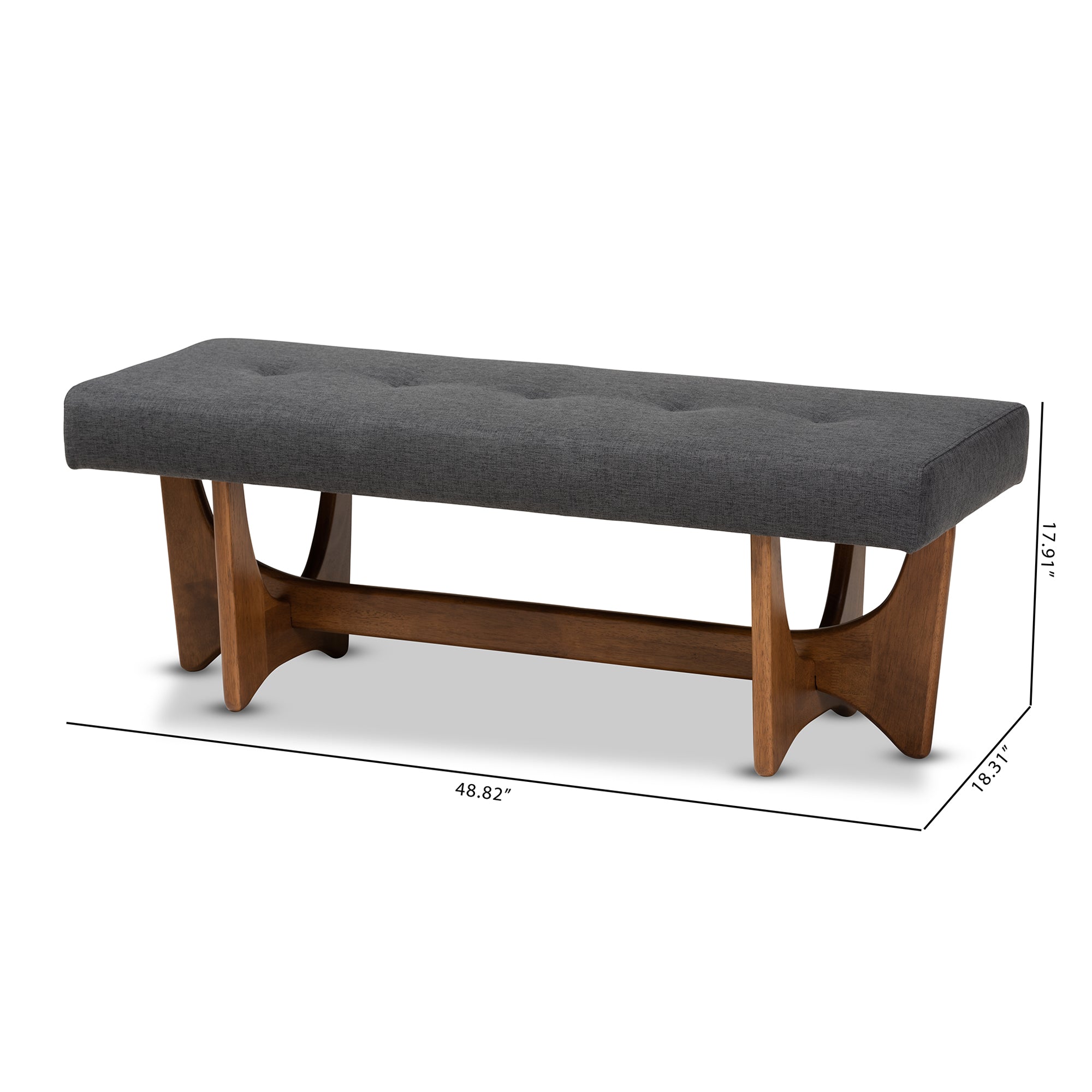 Theo Mid-Century Modern Fabric Upholstered Finished Bench