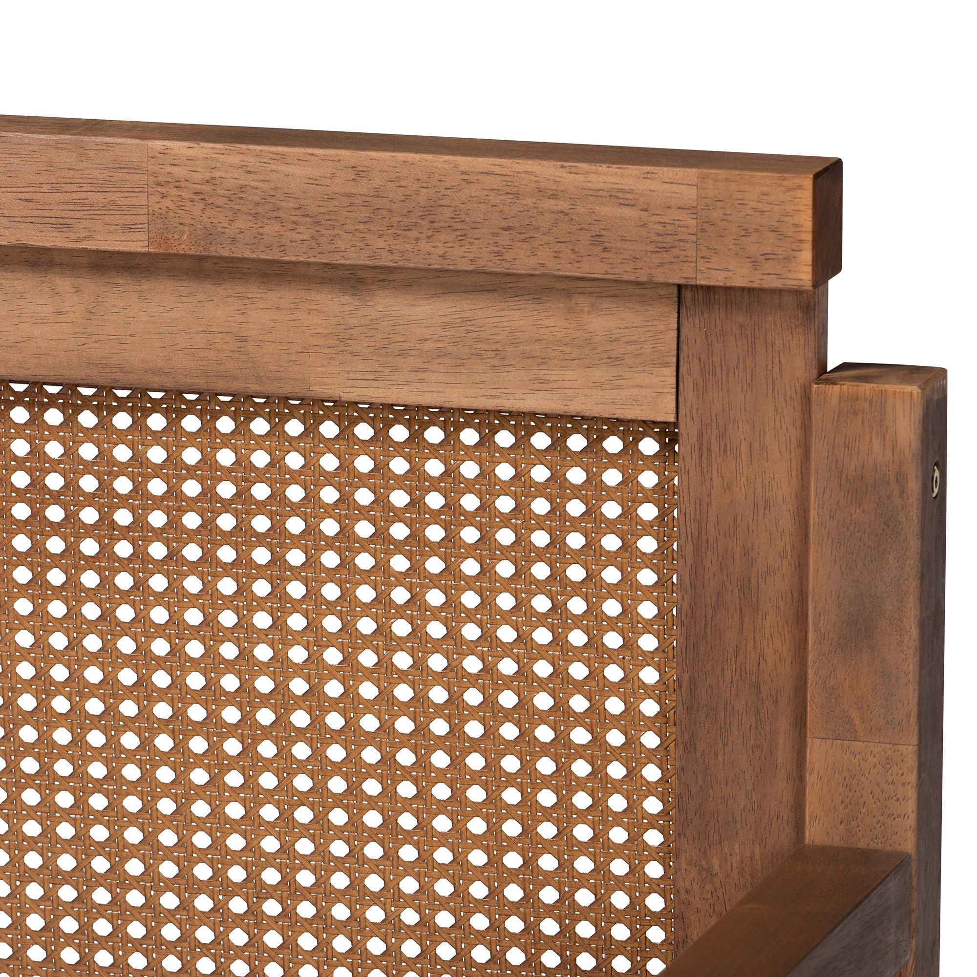 Toveli Vintage French Inspired Ash Wanut Finished Wood and Synthetic Rattan Daybed