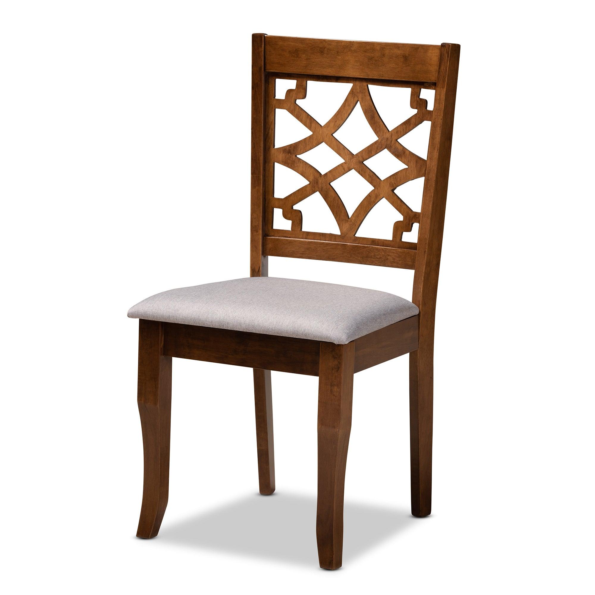 Sandra Modern and Contemporary Fabric Upholstered and Finished Wood 5-Piece Dining Set