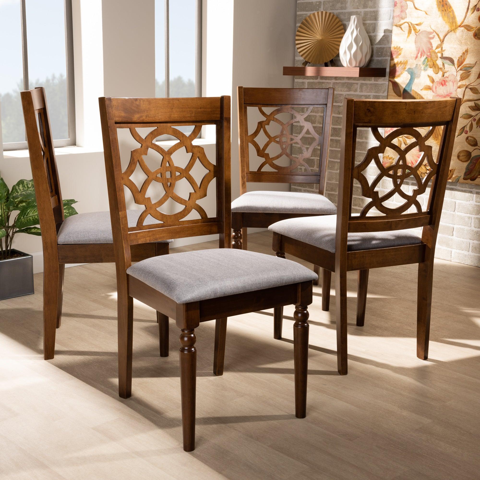 Lylah Modern and Contemporary Fabric Upholstered and Finished Wood 4-Piece Dining Chair Set