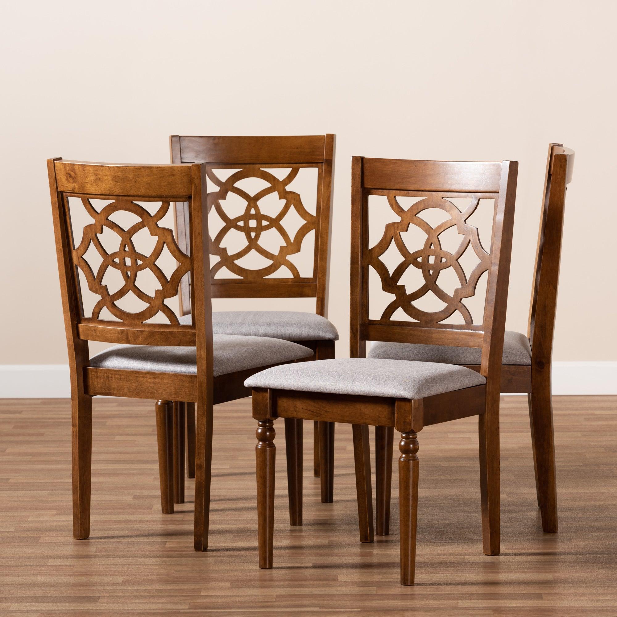 Lylah Modern and Contemporary Fabric Upholstered and Finished Wood 4-Piece Dining Chair Set
