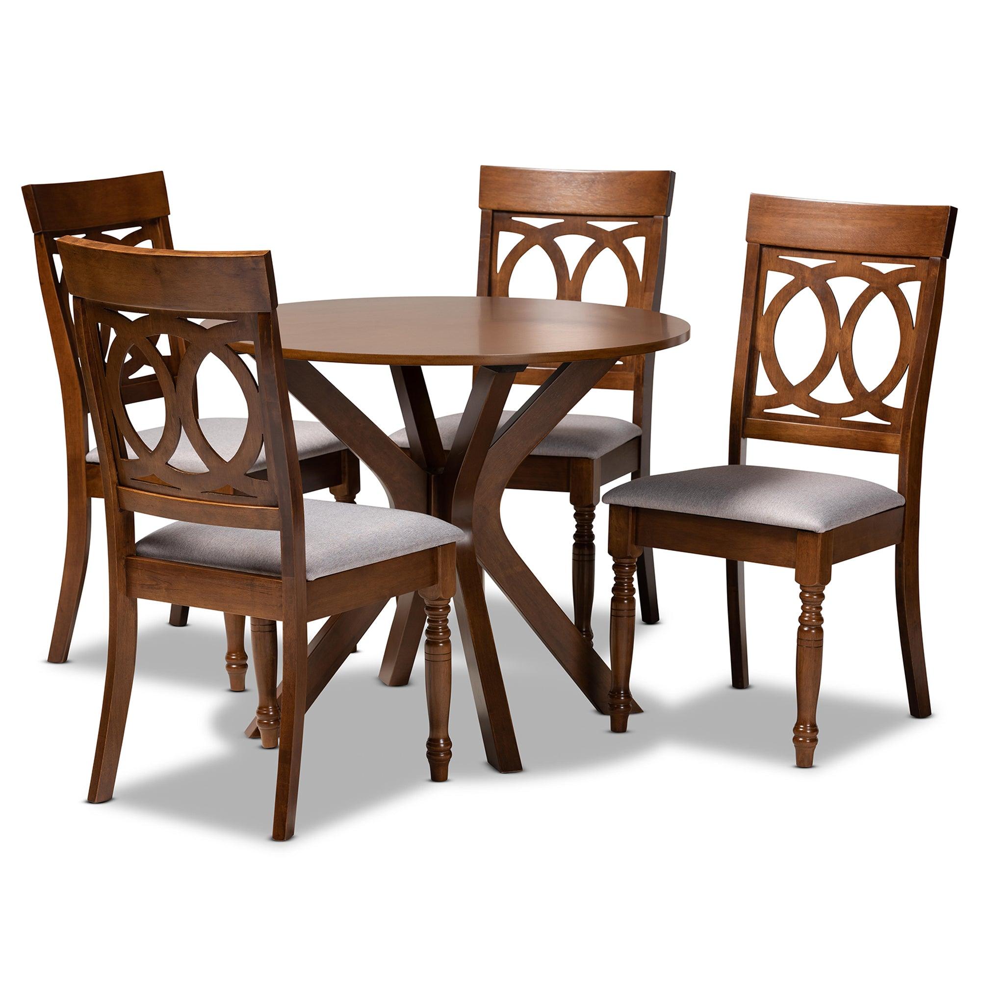 Jessie Modern and Contemporary Fabric Upholstered and Finished Wood 5-Piece Dining Set