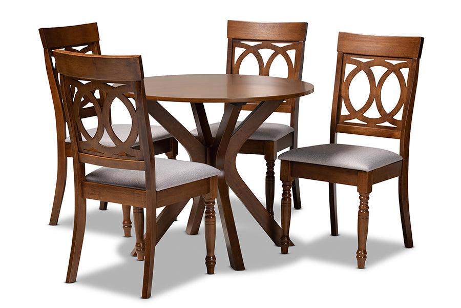 Jessie Modern and Contemporary Fabric Upholstered and Finished Wood 5-Piece Dining Set