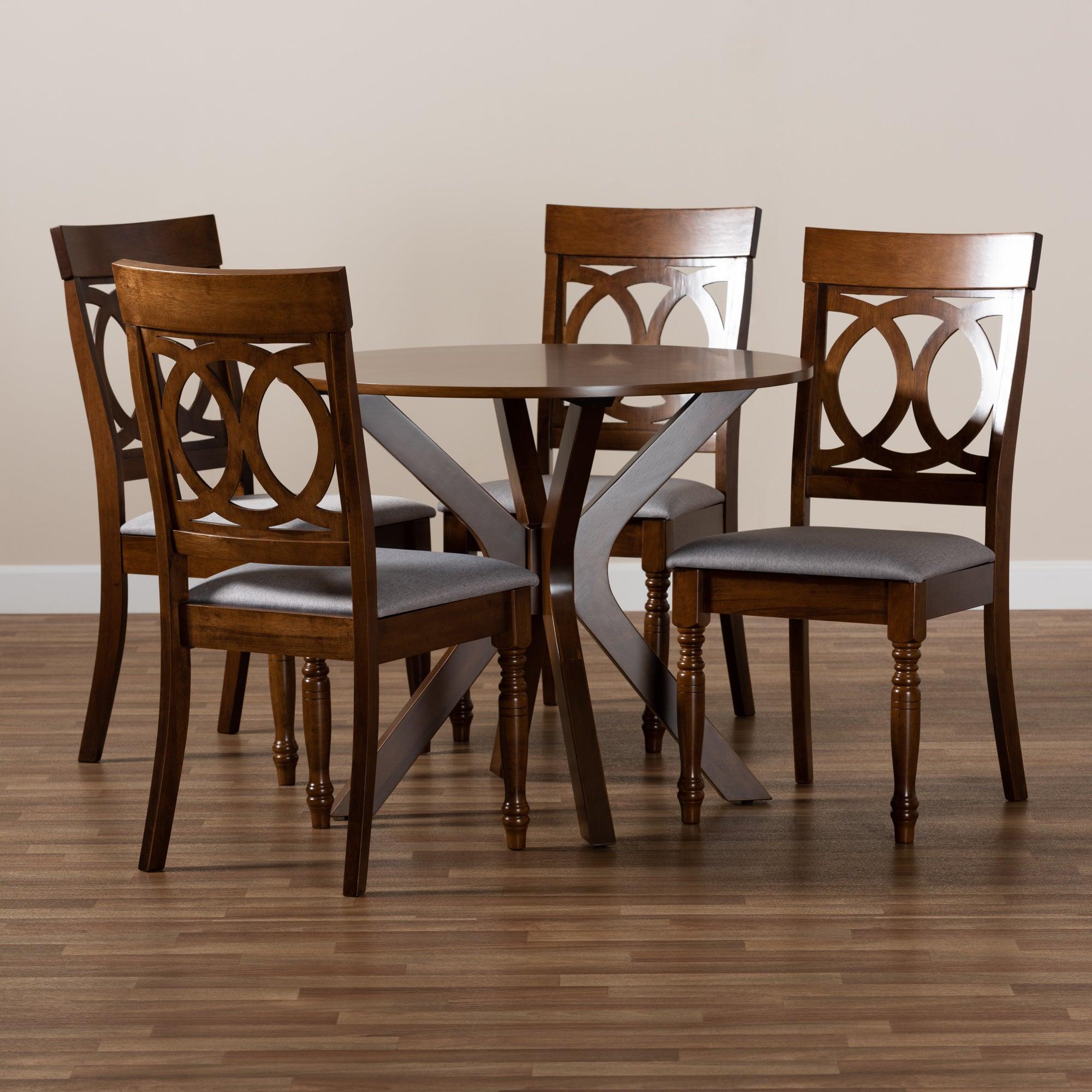 Jessie Modern and Contemporary Fabric Upholstered and Finished Wood 5-Piece Dining Set