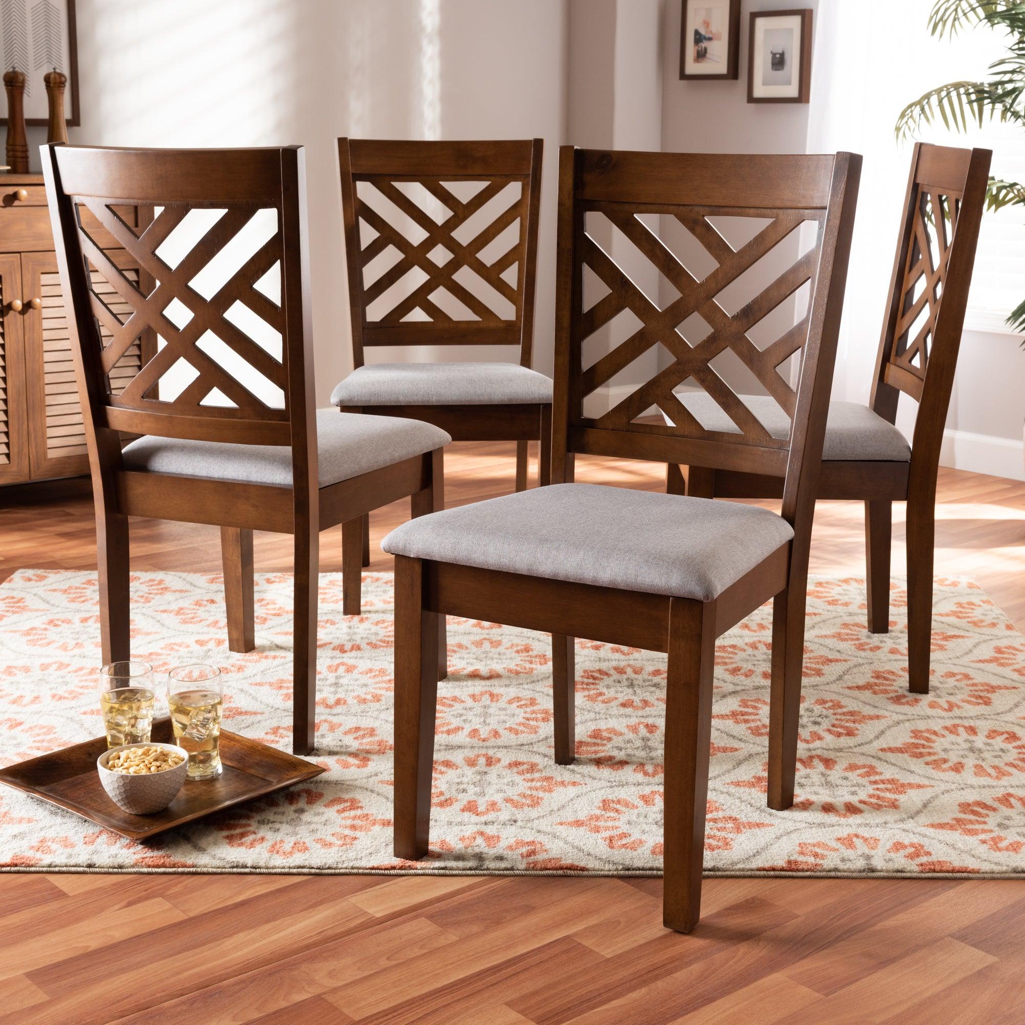 Caron Modern and Contemporary Fabric Upholstered Finished 4-Piece Wood Dining Chair Set Set