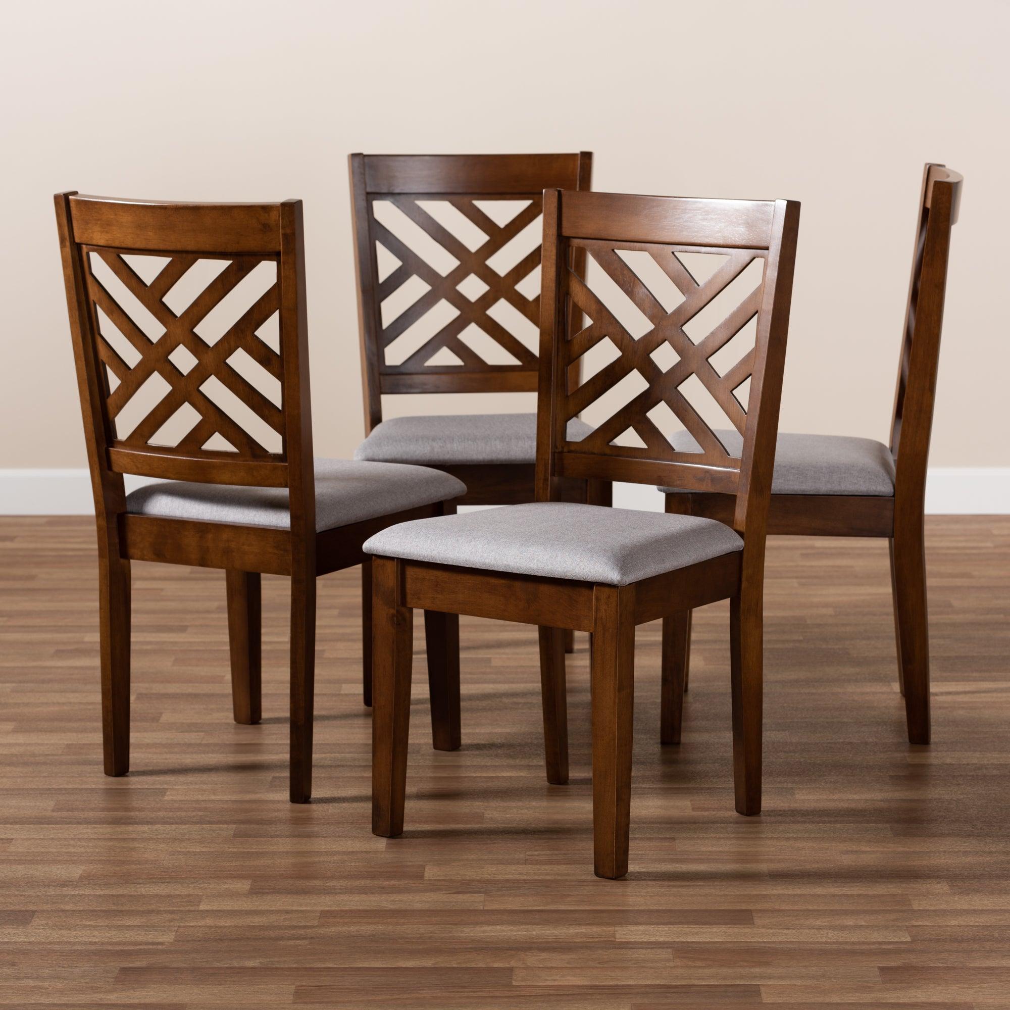 Caron Modern and Contemporary Fabric Upholstered Finished 4-Piece Wood Dining Chair Set Set