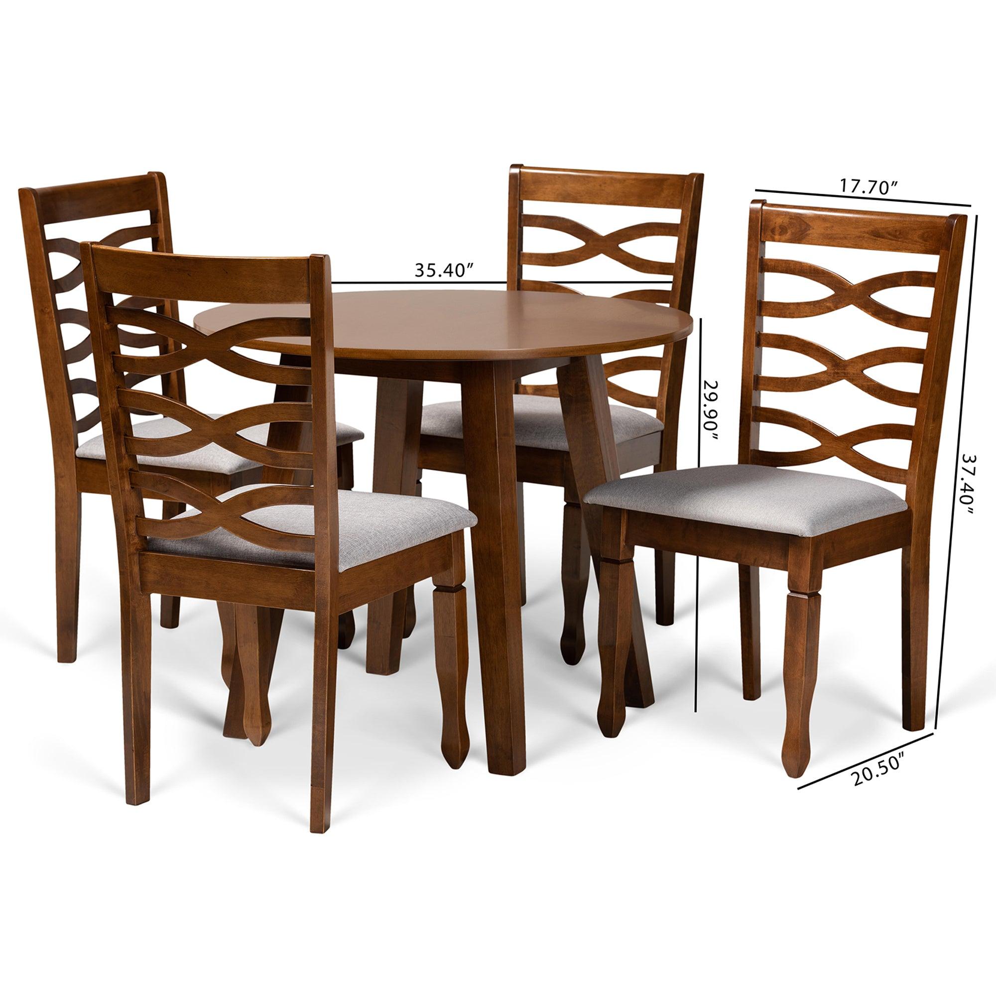Darina Modern and Contemporary Fabric Upholstered and Finished Wood 5-Piece Dining Set