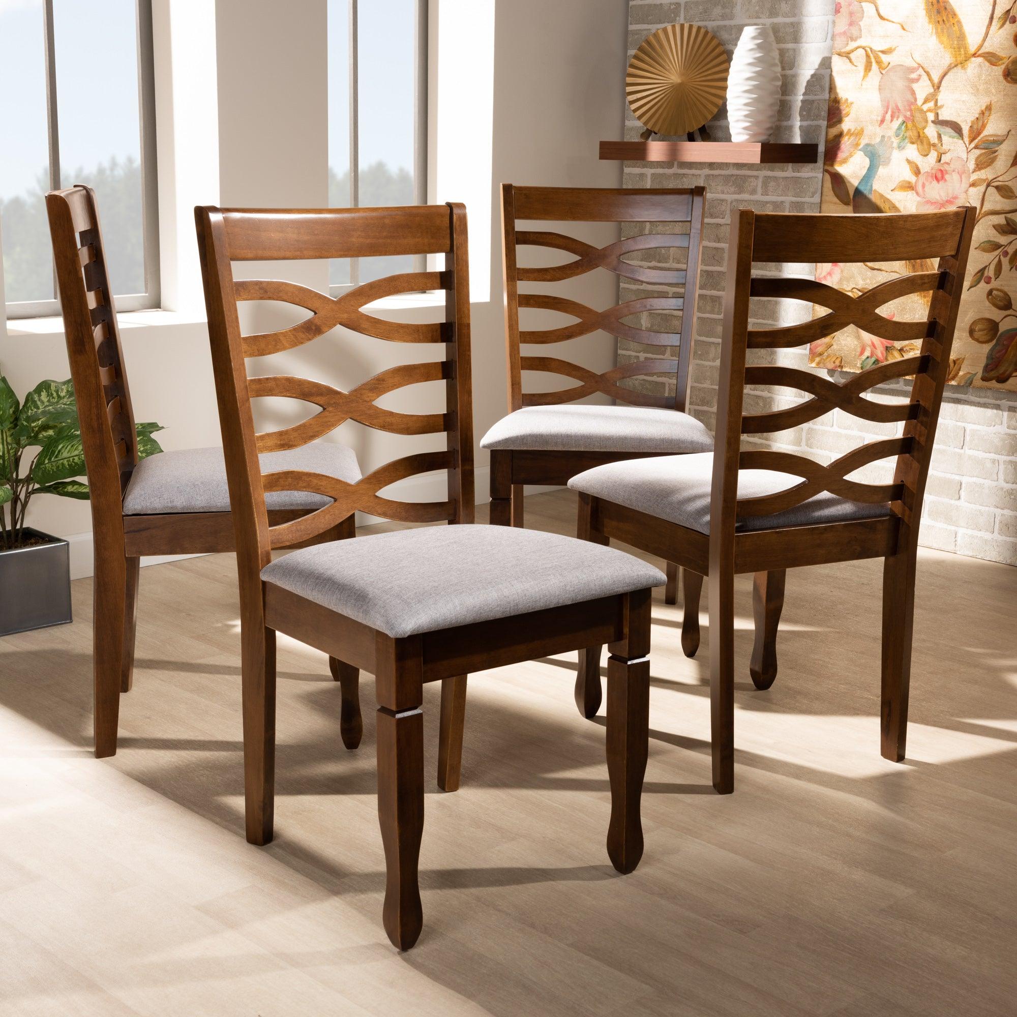 Elijah Modern and Contemporary Fabric Upholstered and Finished Wood 4-Piece Dining Chair Set