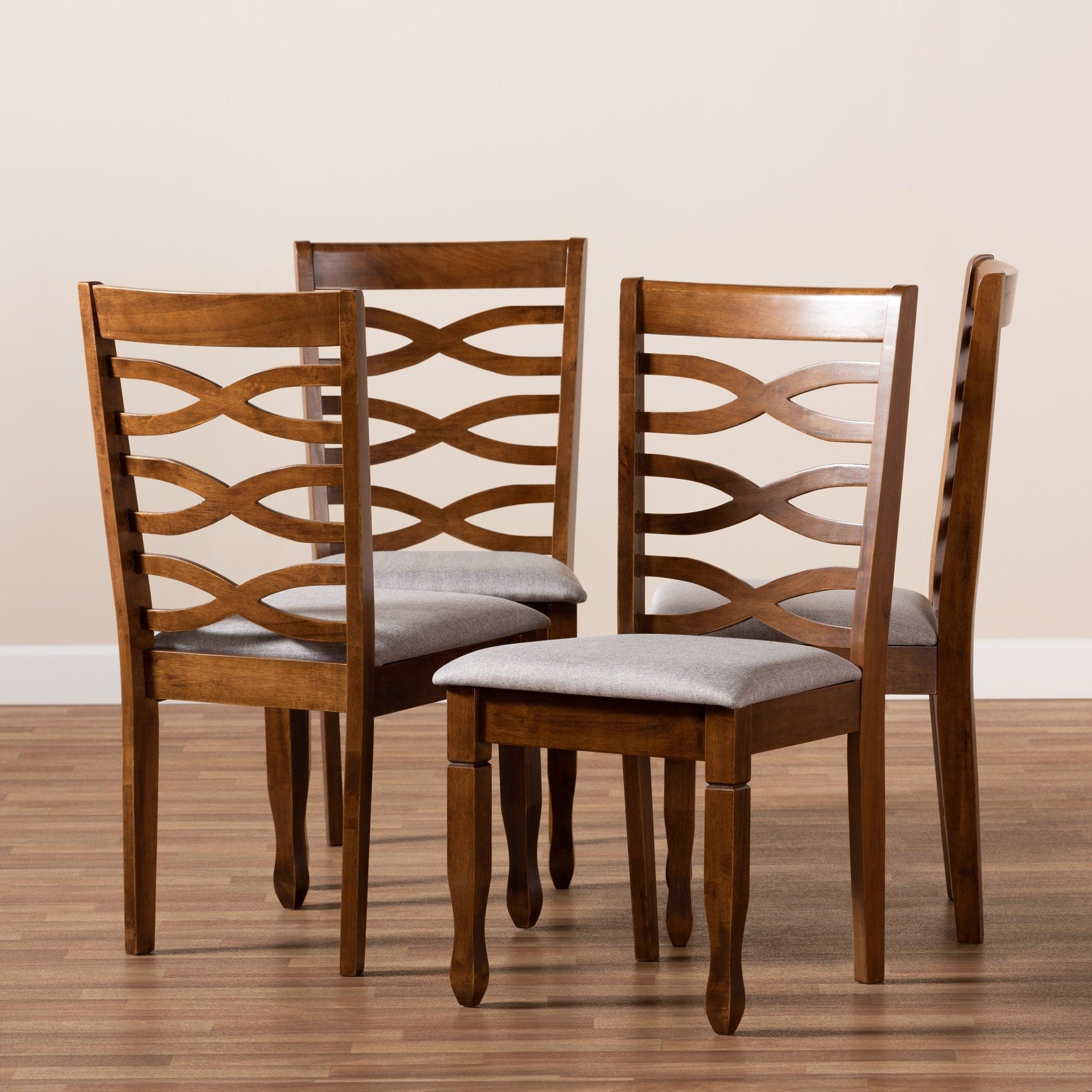 Elijah Modern and Contemporary Fabric Upholstered and Finished Wood 4-Piece Dining Chair Set