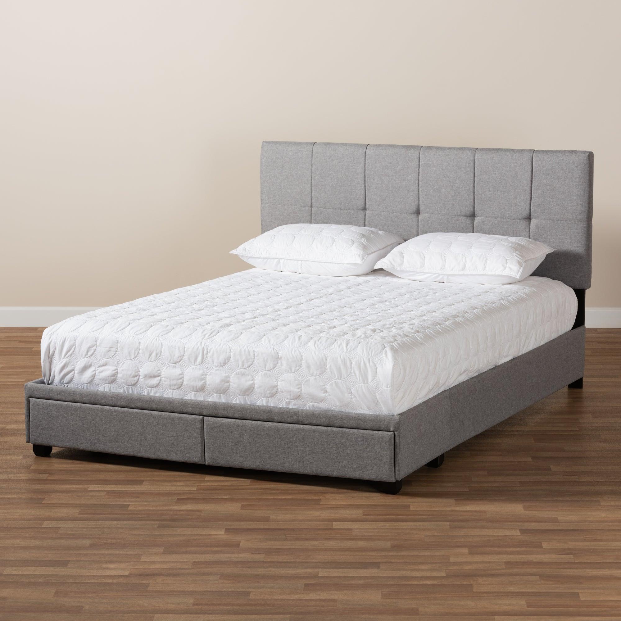 Netti Light Fabric Upholstered 2-Drawer Platform Storage Bed
