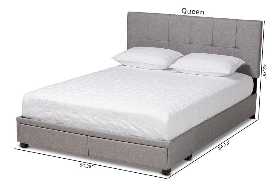 Netti Fabric Upholstered 2-Drawer Platform Storage Bed
