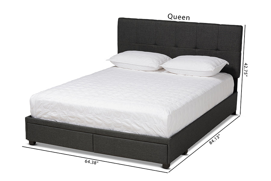Netti Fabric Upholstered 2-Drawer Platform Storage Bed