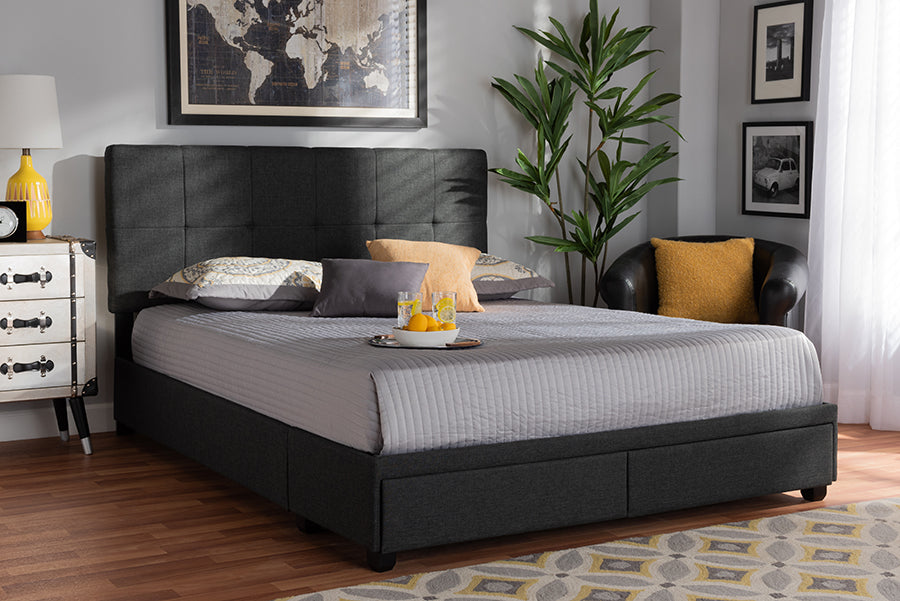 Netti Fabric Upholstered 2-Drawer Platform Storage Bed