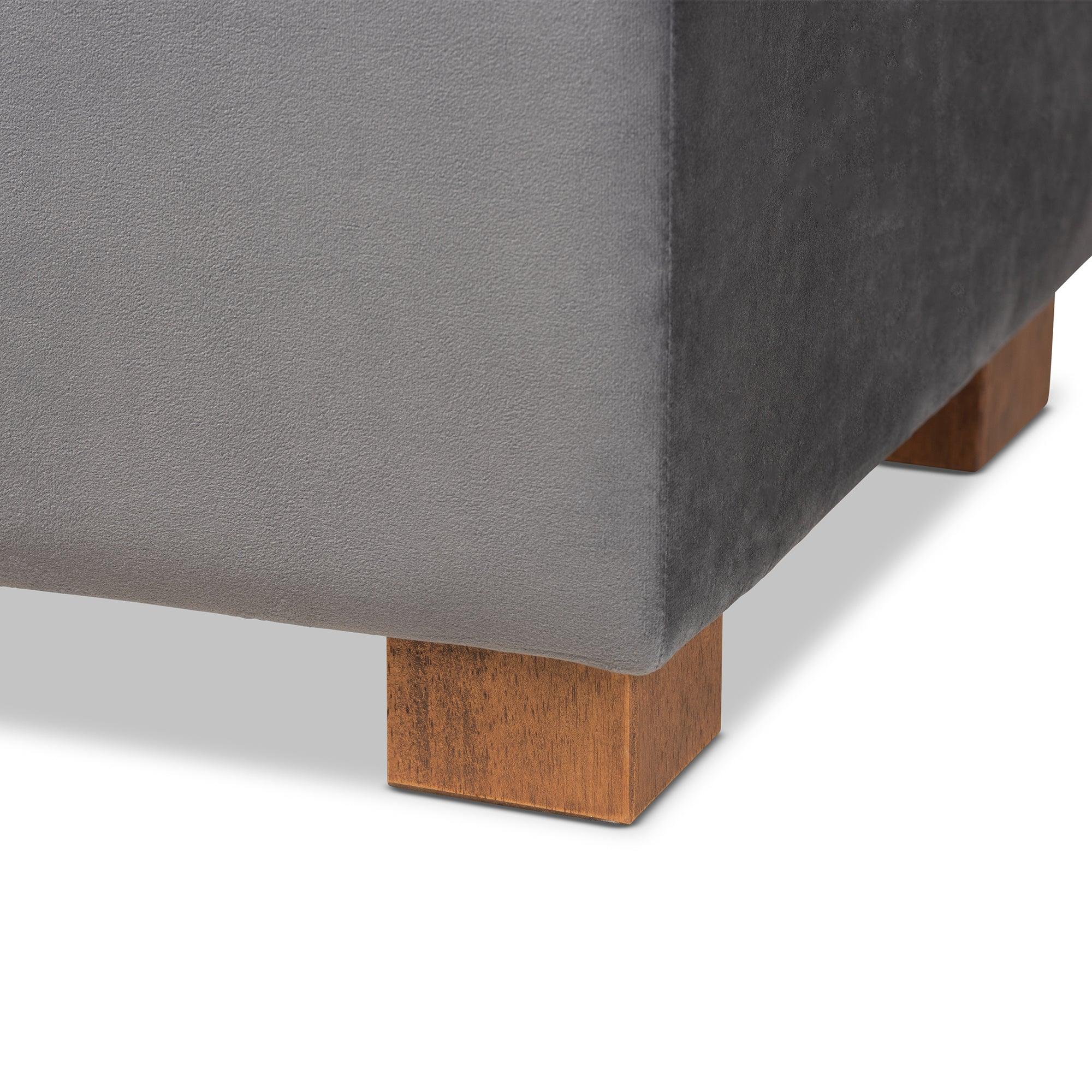 Roanoke Modern and Contemporary Velvet Fabric Upholstered Grid-Tufted Storage Ottoman