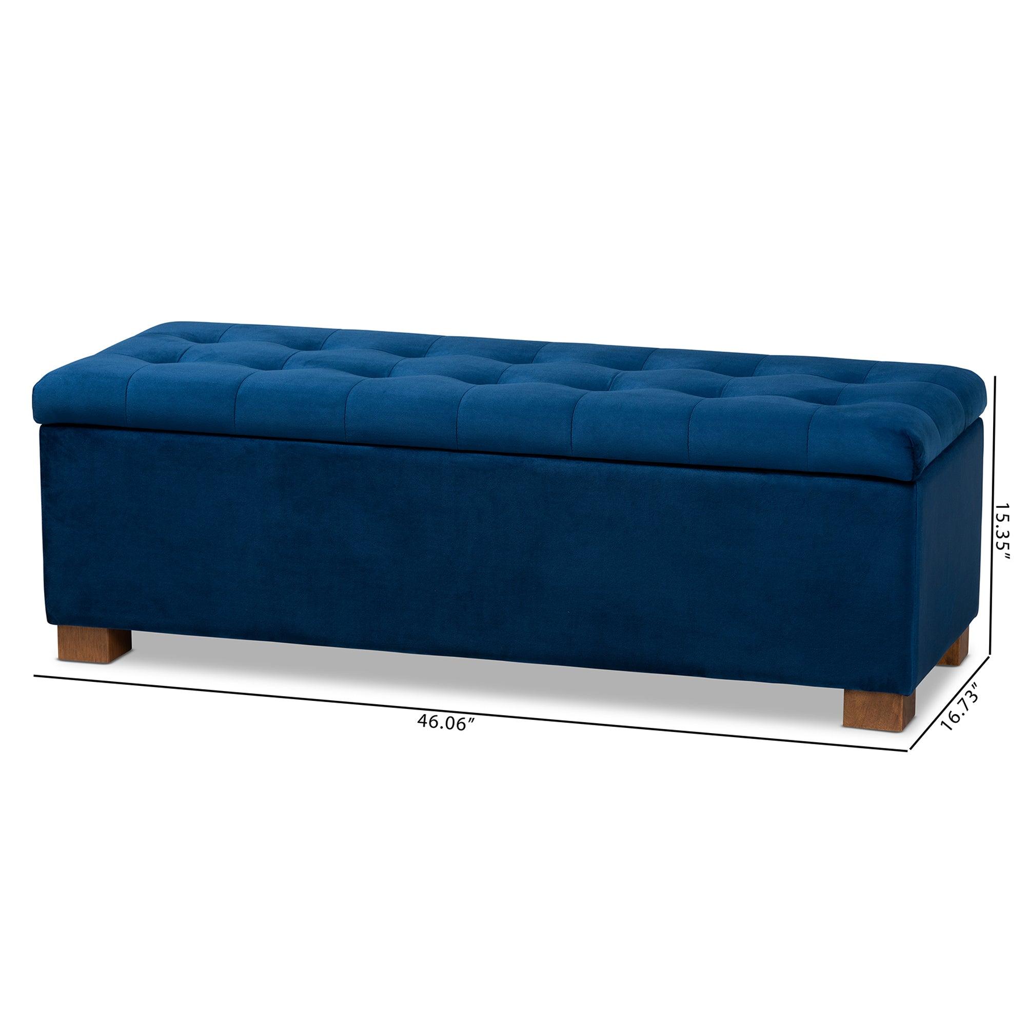 Roanoke Modern and Contemporary Velvet Fabric Upholstered Grid-Tufted Storage Ottoman