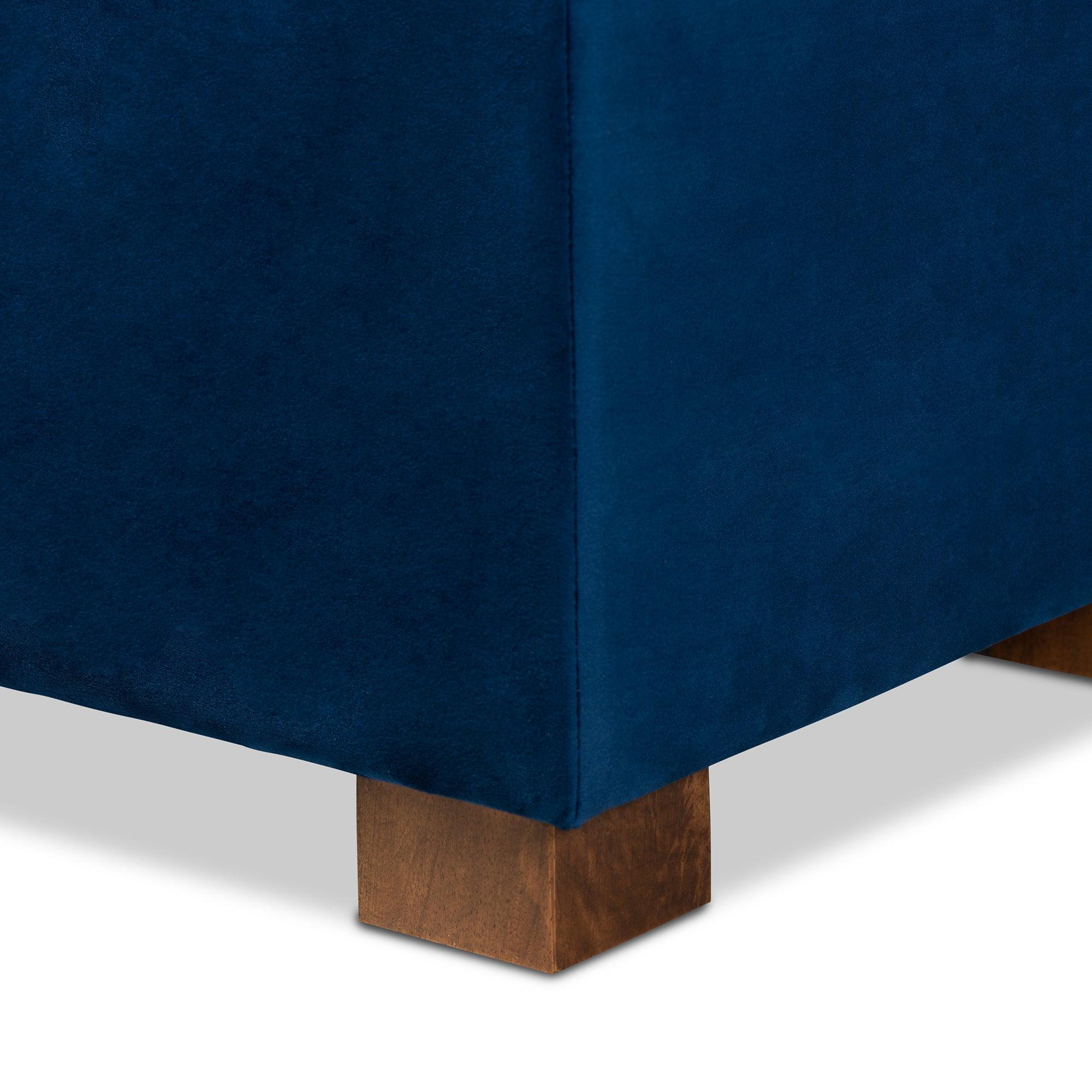 Roanoke Modern and Contemporary Velvet Fabric Upholstered Grid-Tufted Storage Ottoman