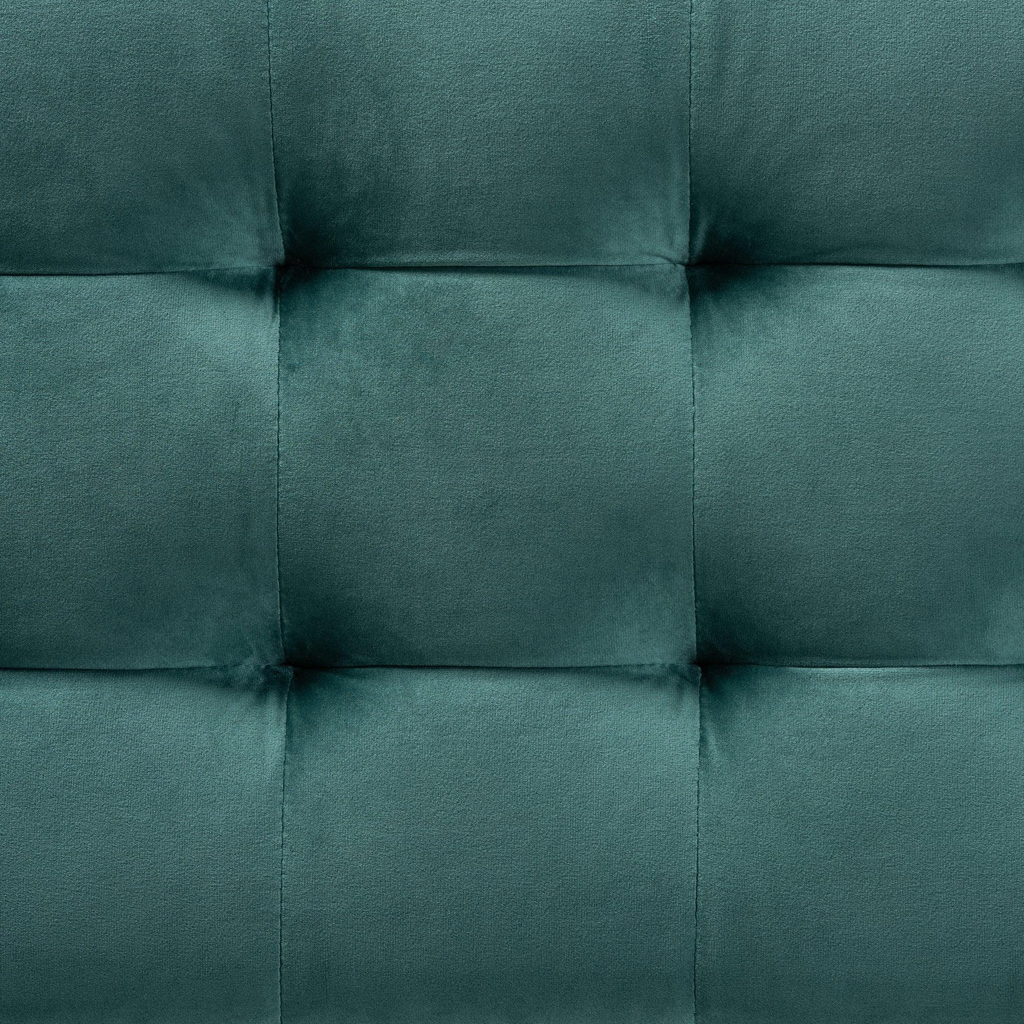 Roanoke Modern and Contemporary Teal Velvet Fabric Upholstered Grid-Tufted Storage Ottoman