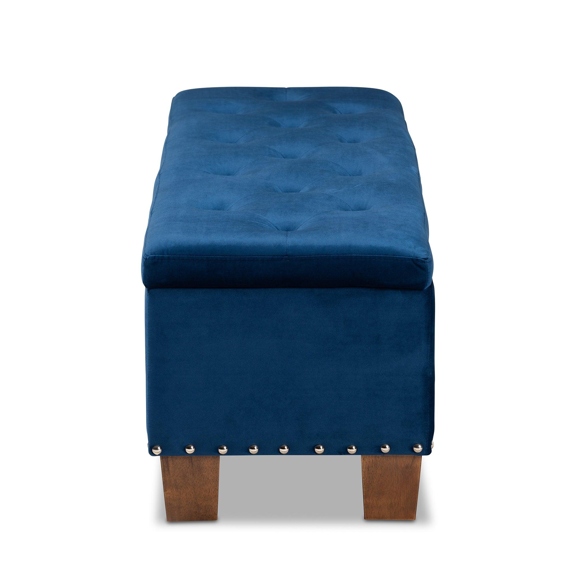 Hannah Modern and Contemporary Velvet Fabric Upholstered Button-Tufted Storage Ottoman