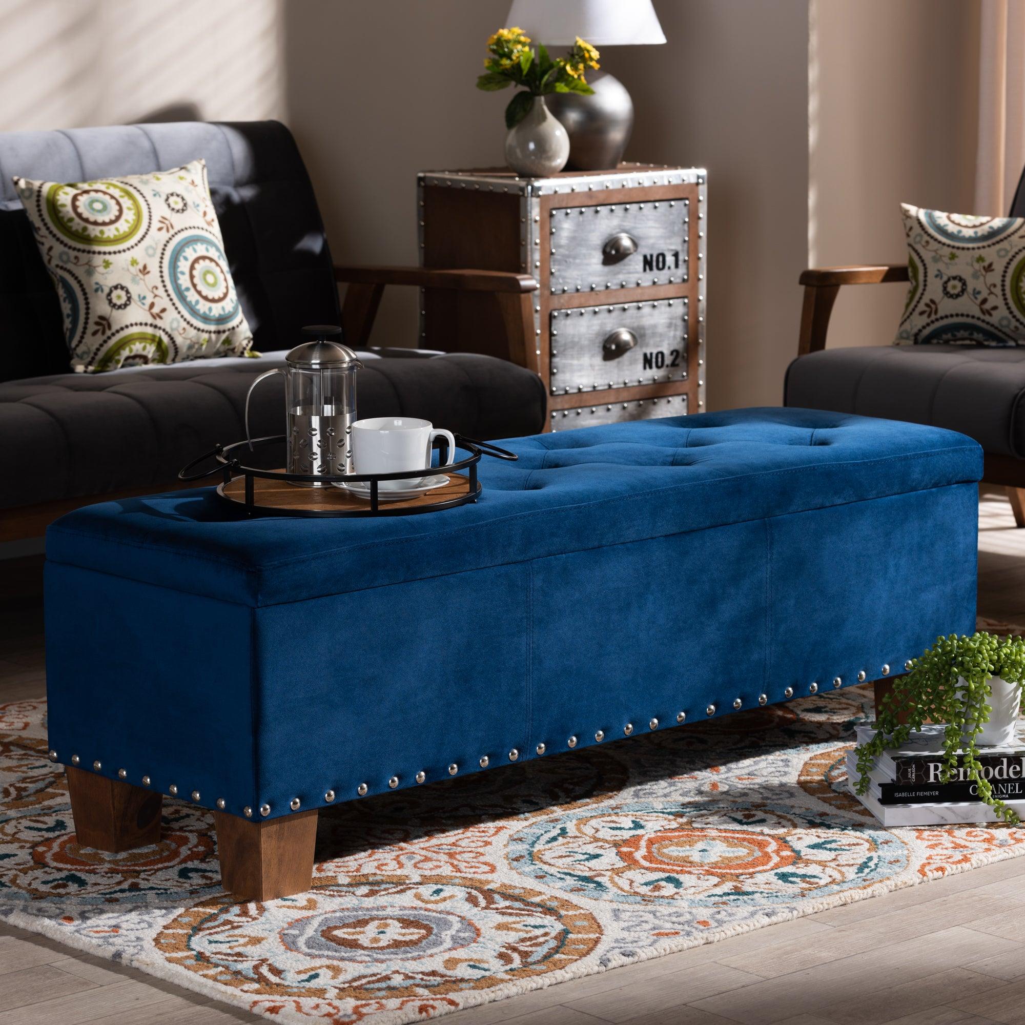 Hannah Modern and Contemporary Velvet Fabric Upholstered Button-Tufted Storage Ottoman