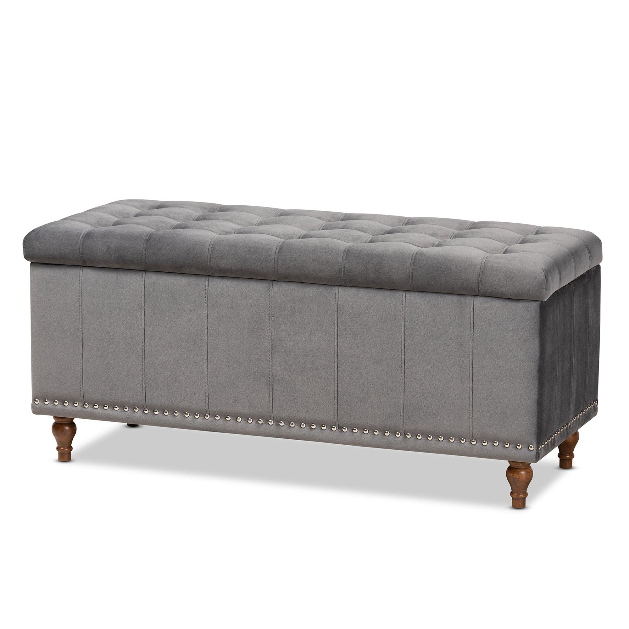 Kaylee Modern and Contemporary Velvet Fabric Upholstered Button-Tufted Storage Ottoman