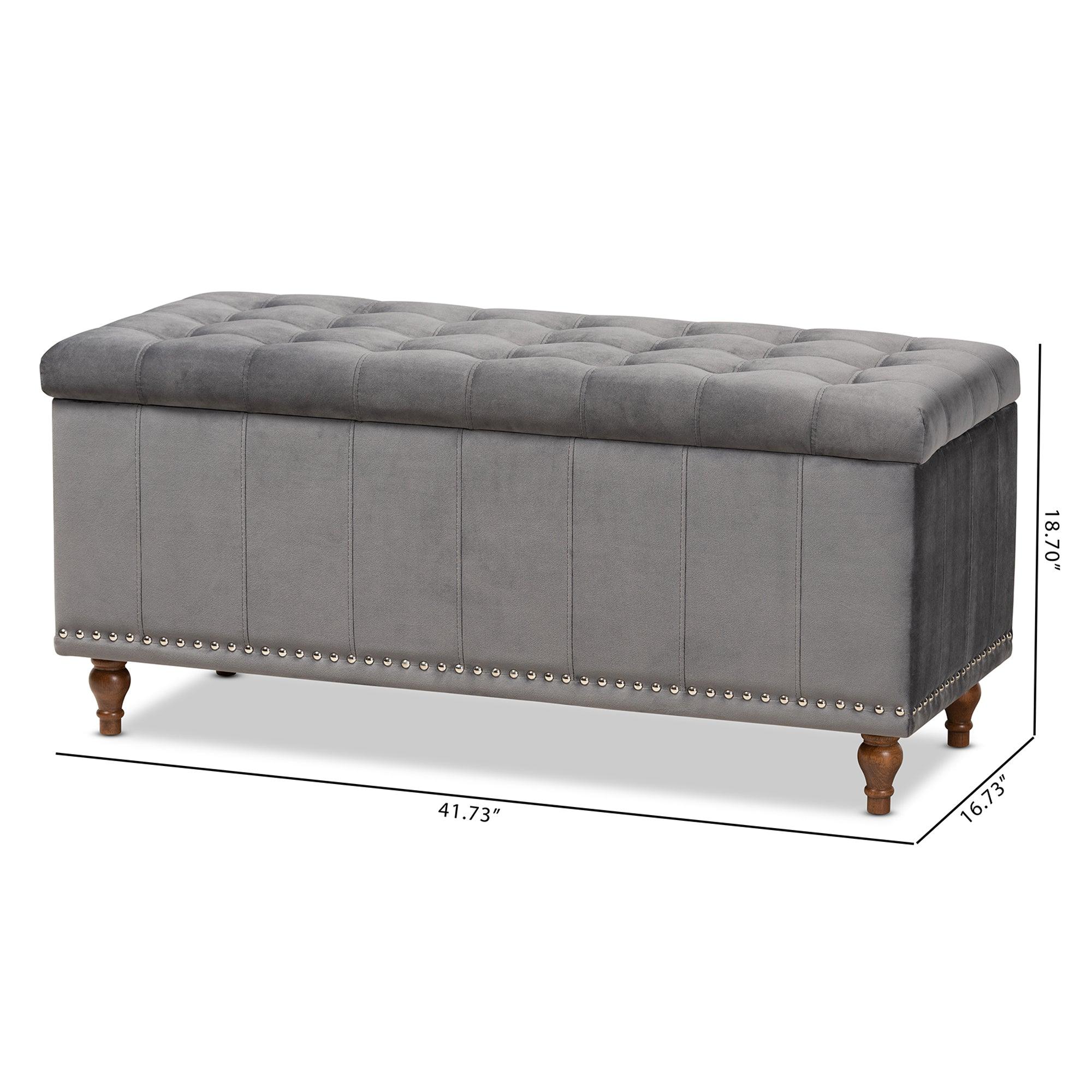 Kaylee Modern and Contemporary Velvet Fabric Upholstered Button-Tufted Storage Ottoman
