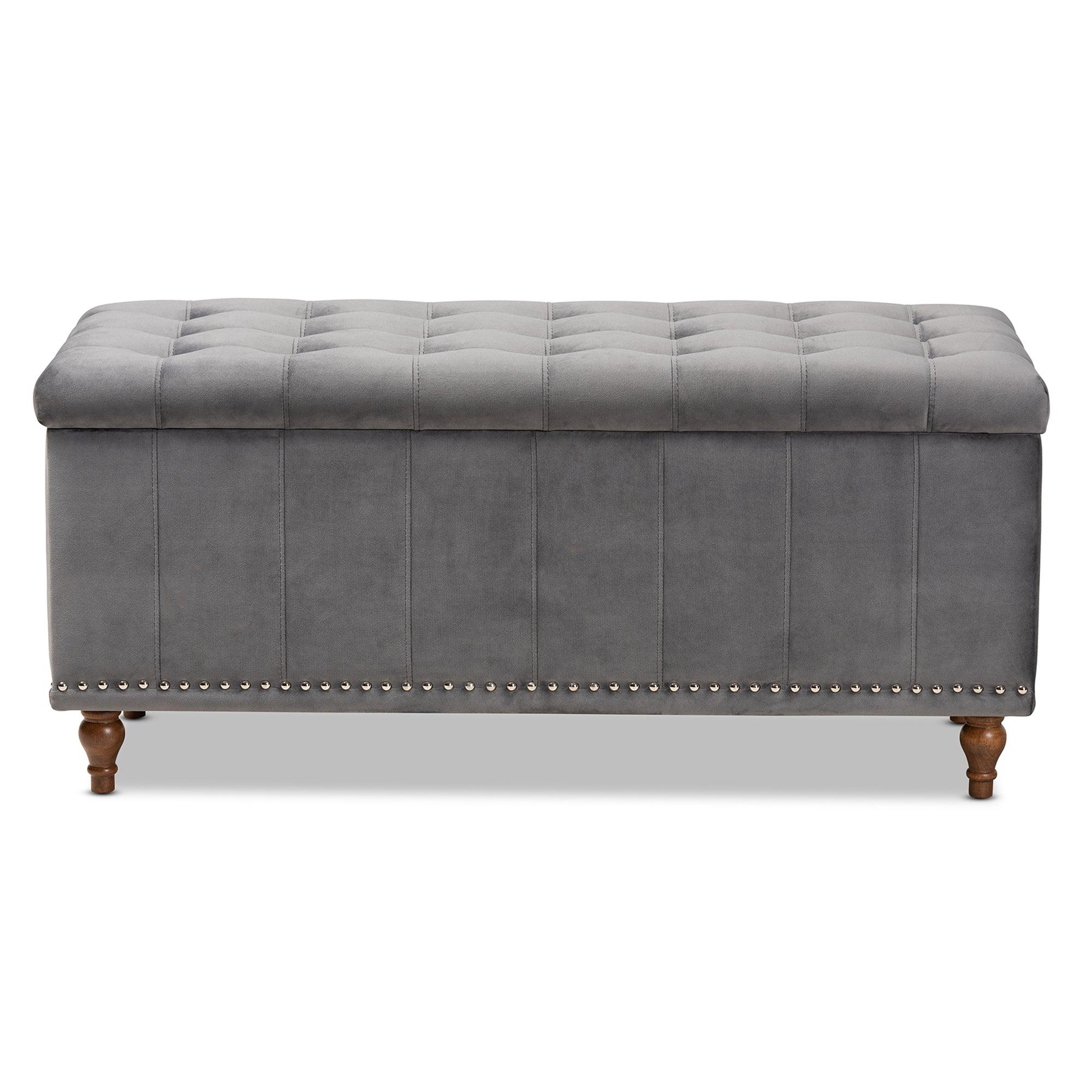 Kaylee Modern and Contemporary Velvet Fabric Upholstered Button-Tufted Storage Ottoman