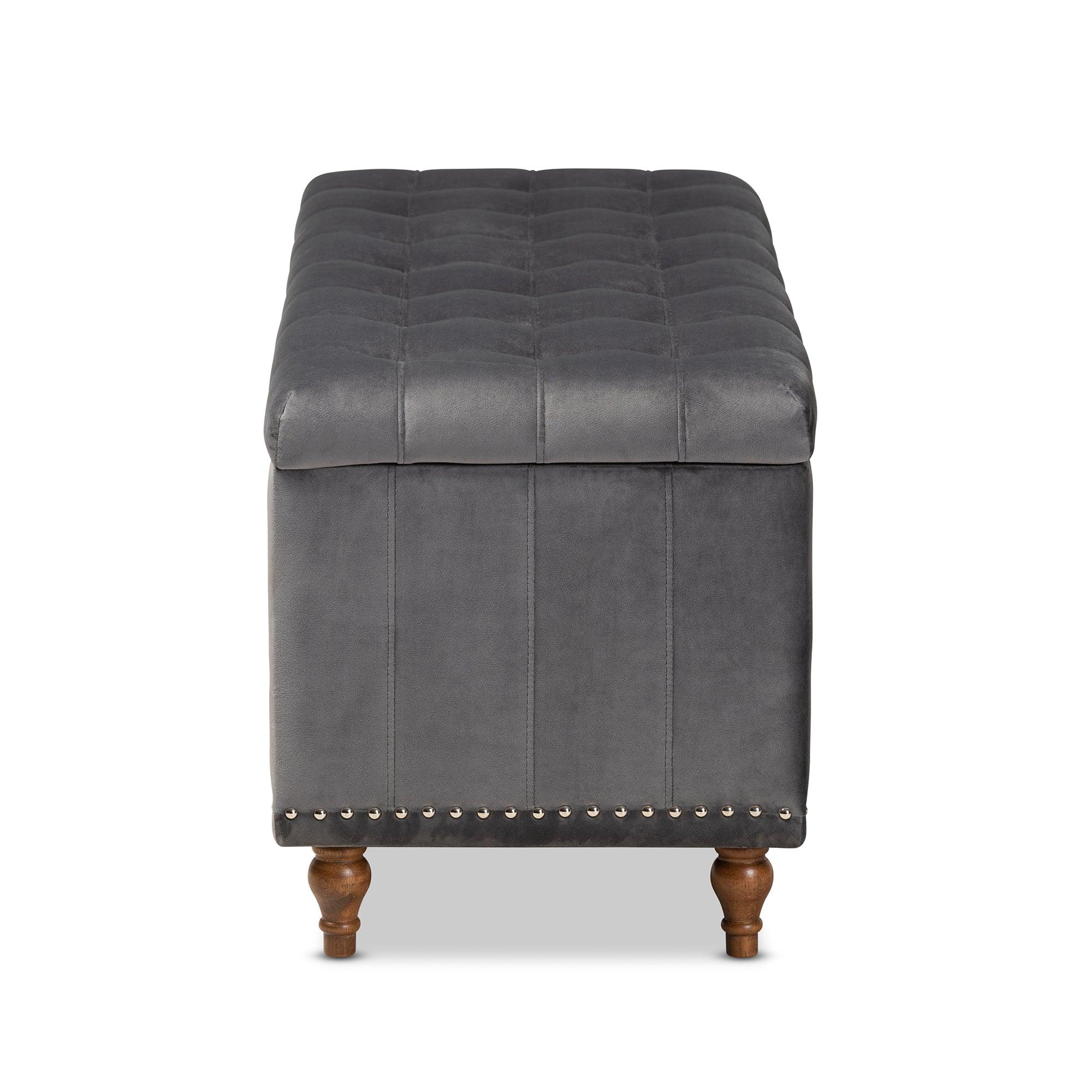 Kaylee Modern and Contemporary Velvet Fabric Upholstered Button-Tufted Storage Ottoman