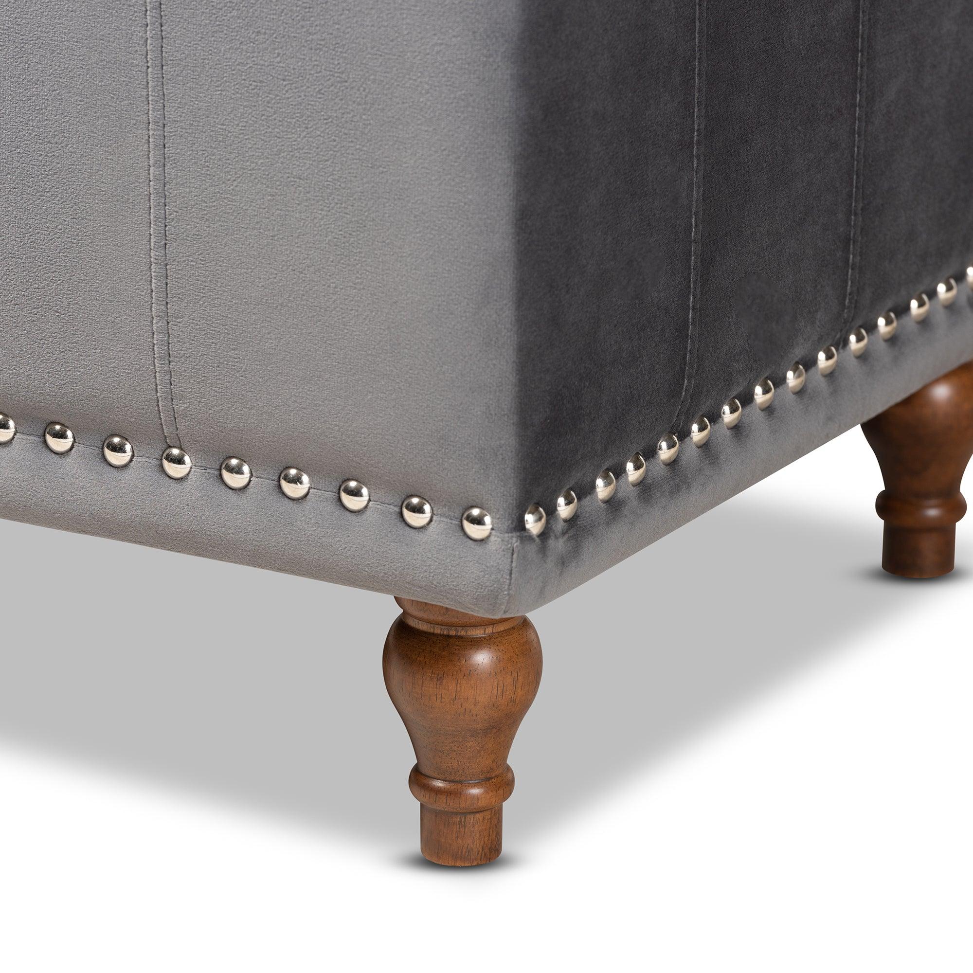Kaylee Modern and Contemporary Velvet Fabric Upholstered Button-Tufted Storage Ottoman