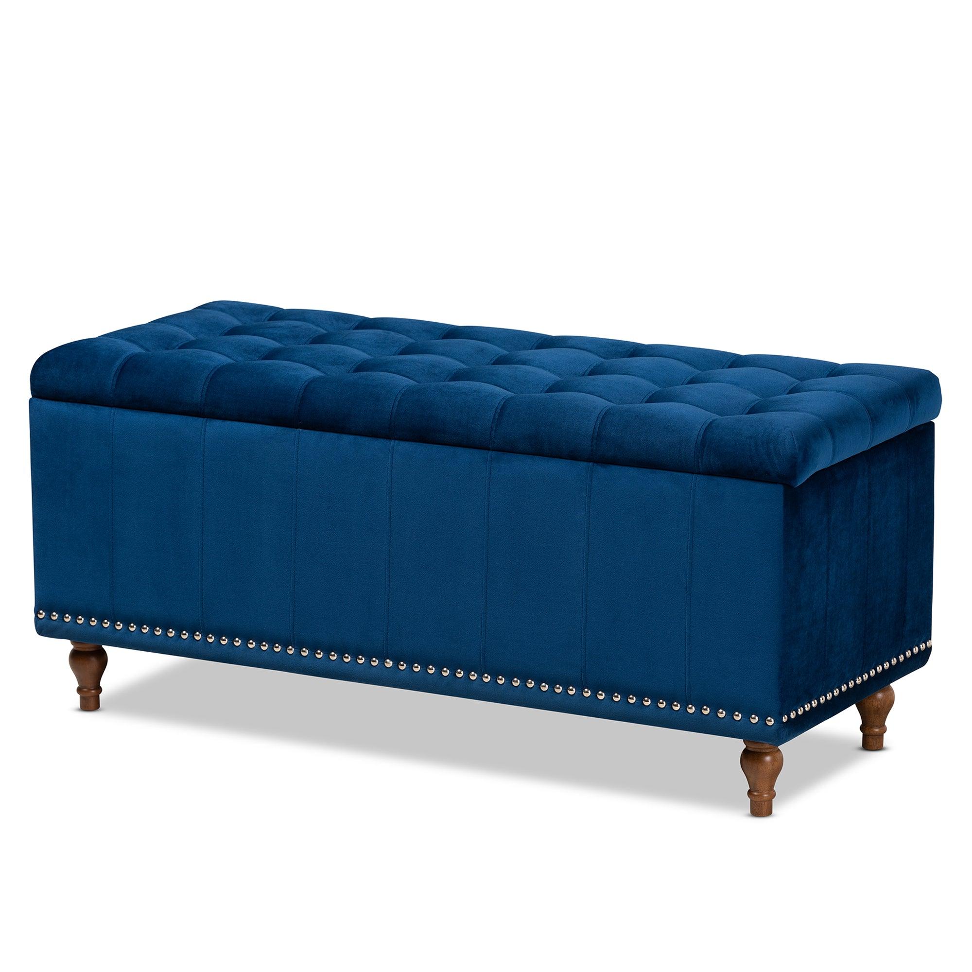 Kaylee Modern and Contemporary Velvet Fabric Upholstered Button-Tufted Storage Ottoman