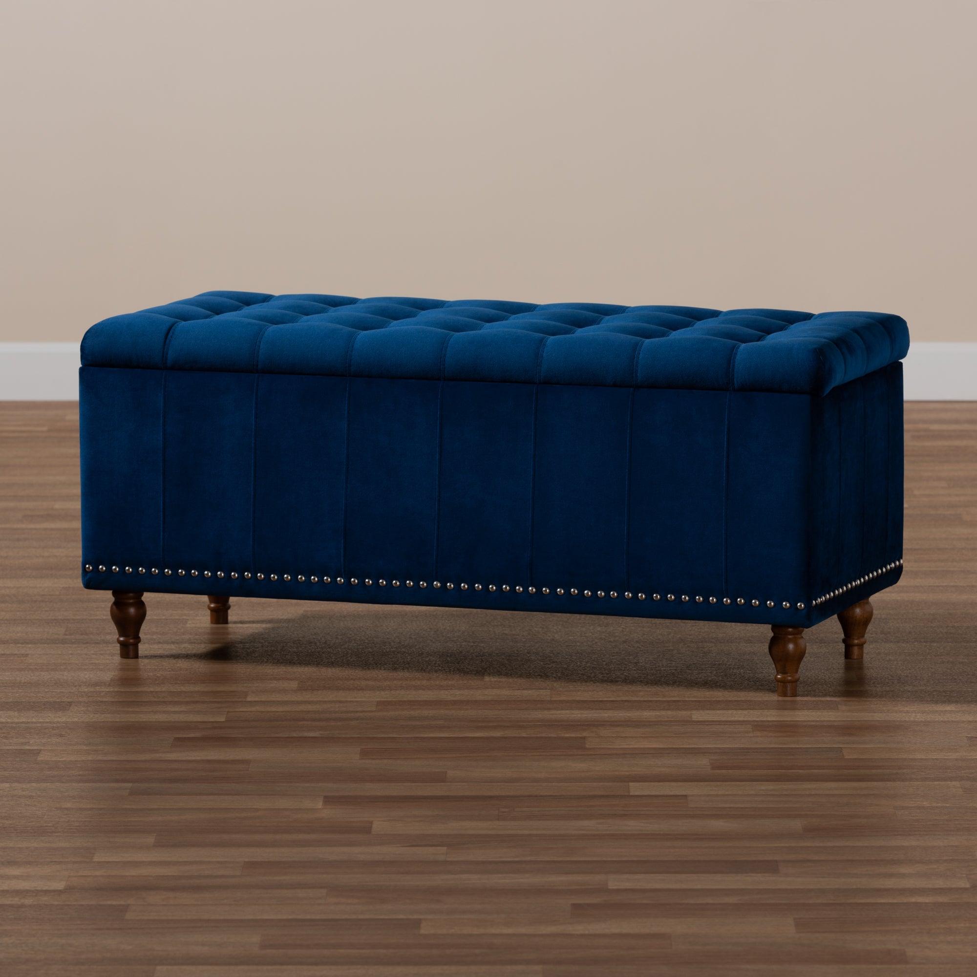Kaylee Modern and Contemporary Velvet Fabric Upholstered Button-Tufted Storage Ottoman