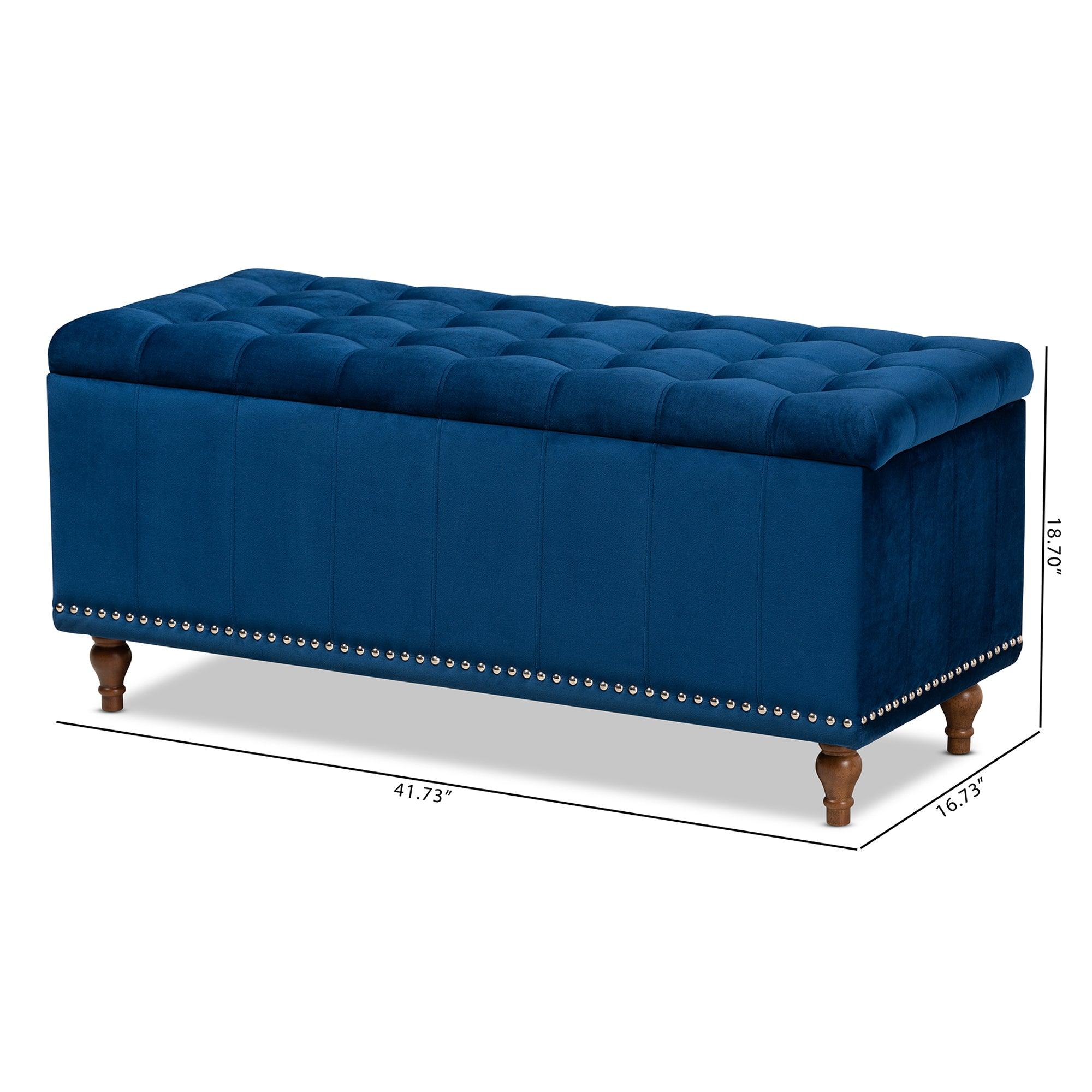 Kaylee Modern and Contemporary Velvet Fabric Upholstered Button-Tufted Storage Ottoman