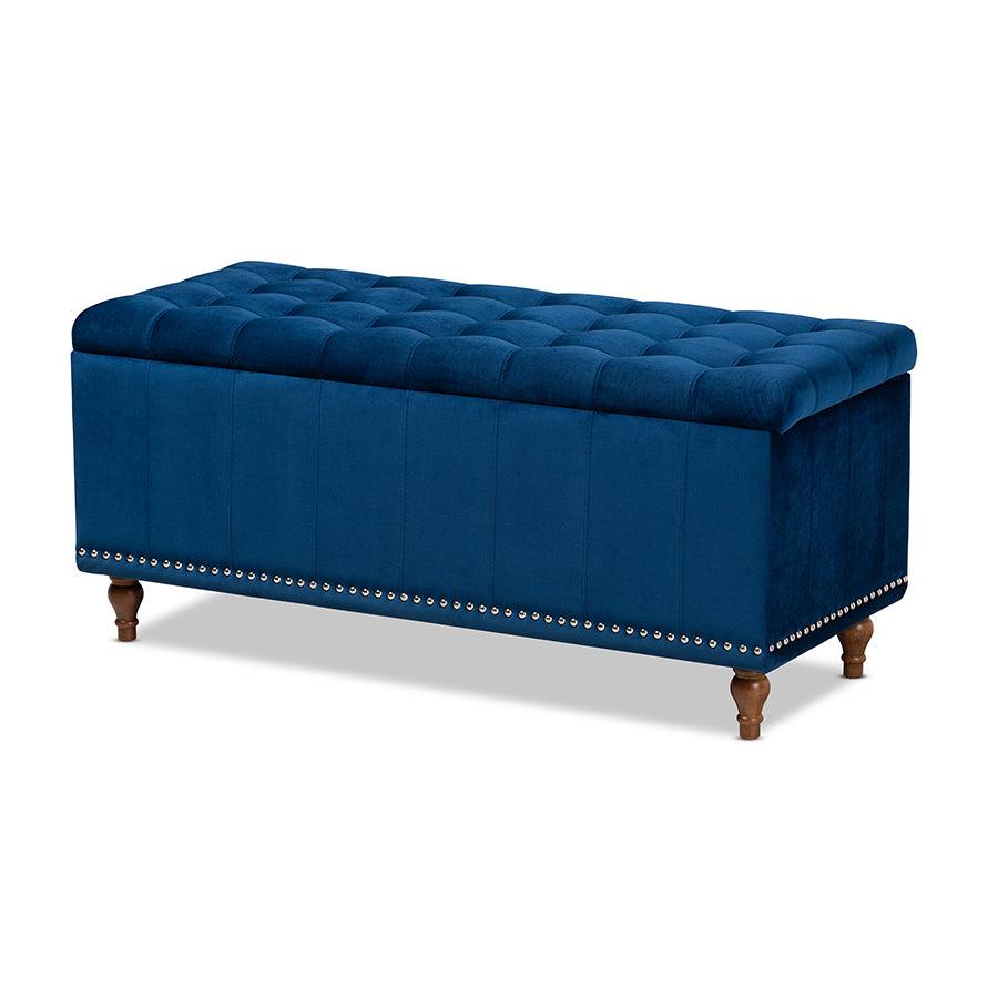 Kaylee Modern and Contemporary Velvet Fabric Upholstered Button-Tufted Storage Ottoman