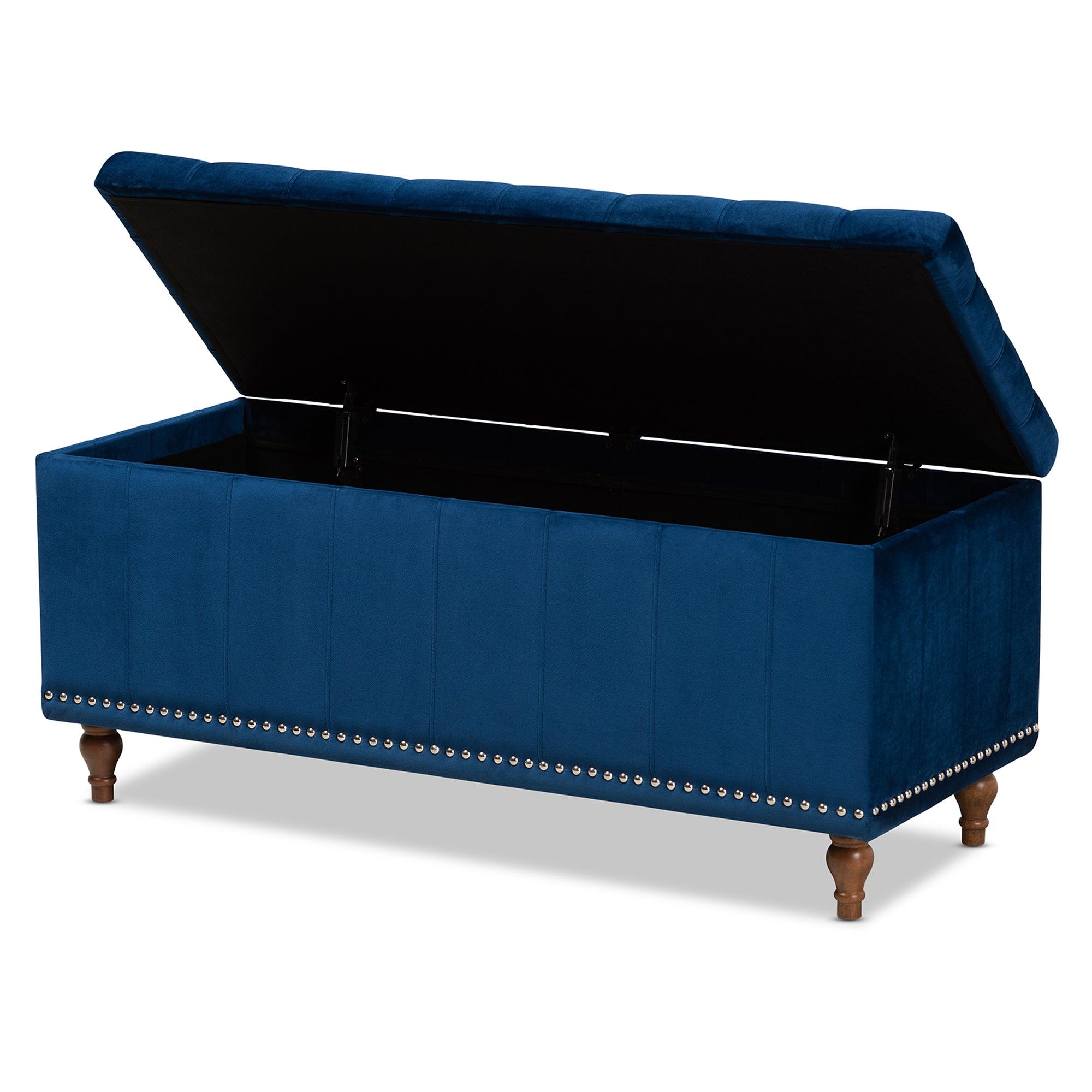 Kaylee Modern and Contemporary Velvet Fabric Upholstered Button-Tufted Storage Ottoman