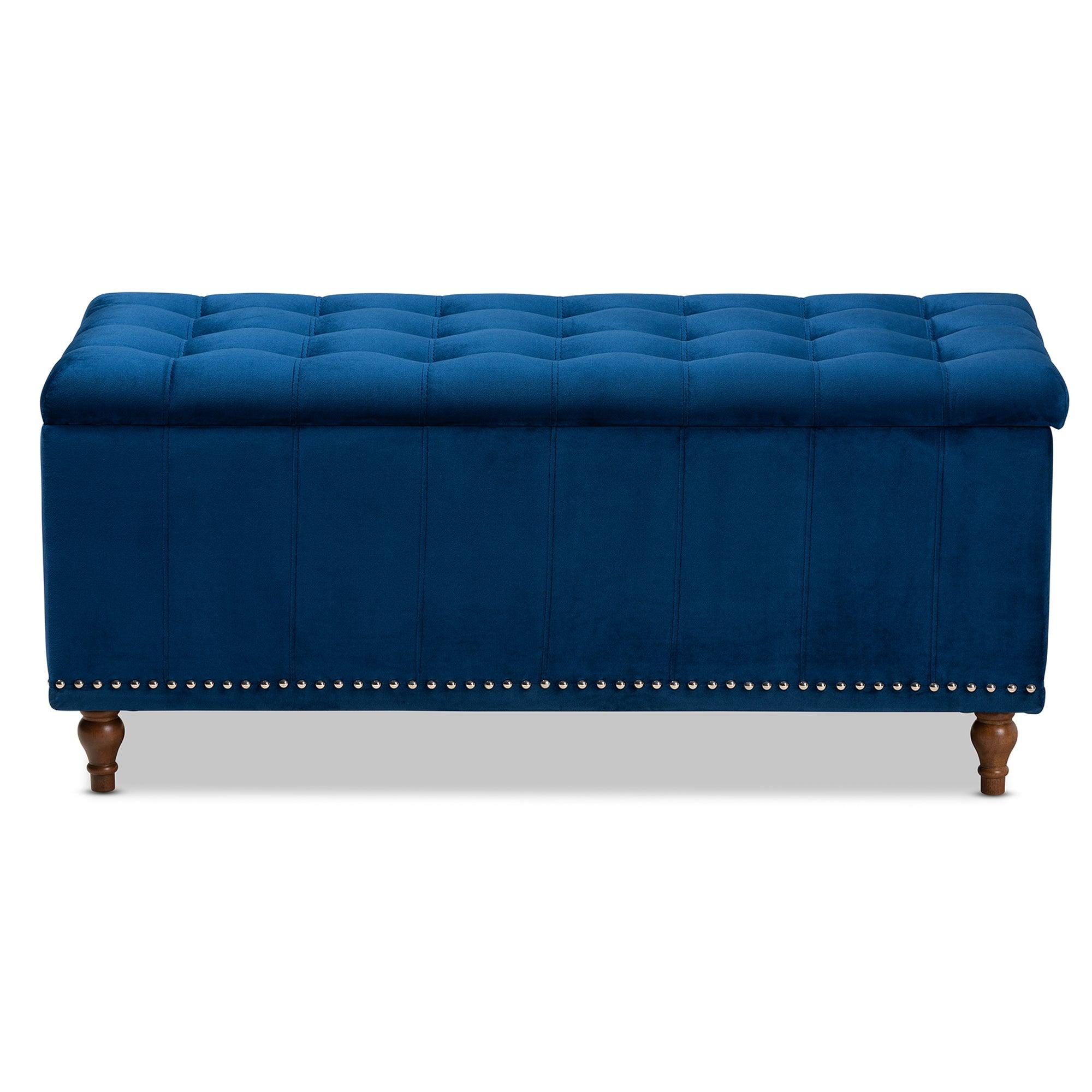 Kaylee Modern and Contemporary Velvet Fabric Upholstered Button-Tufted Storage Ottoman