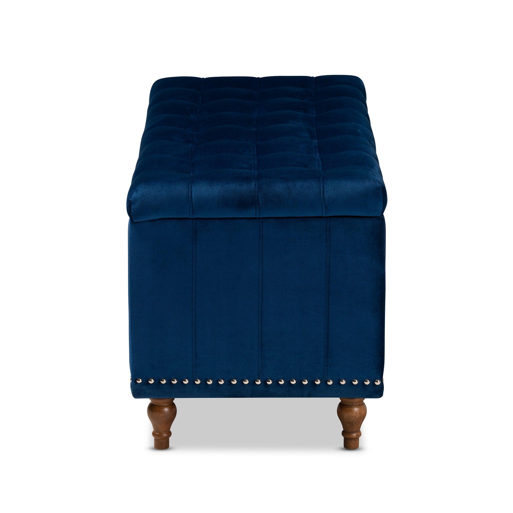 Kaylee Modern and Contemporary Velvet Fabric Upholstered Button-Tufted Storage Ottoman