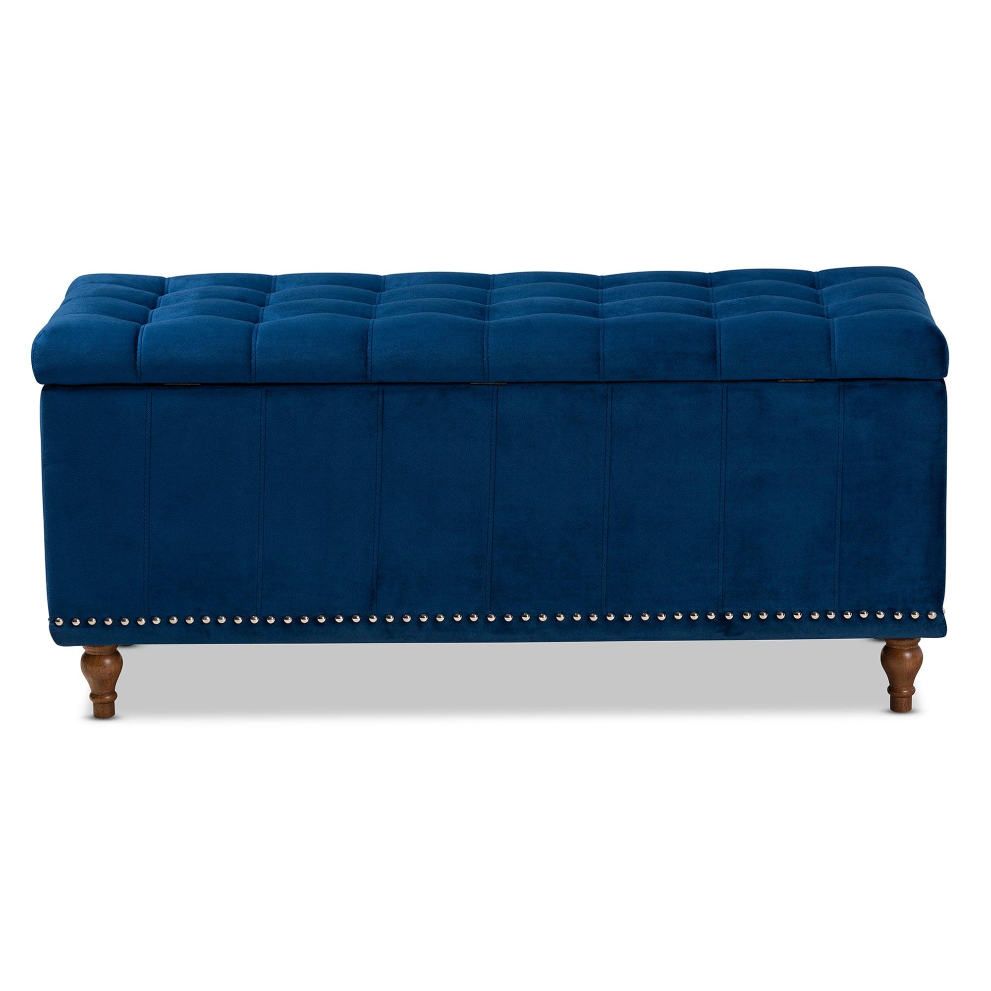 Kaylee Modern and Contemporary Velvet Fabric Upholstered Button-Tufted Storage Ottoman