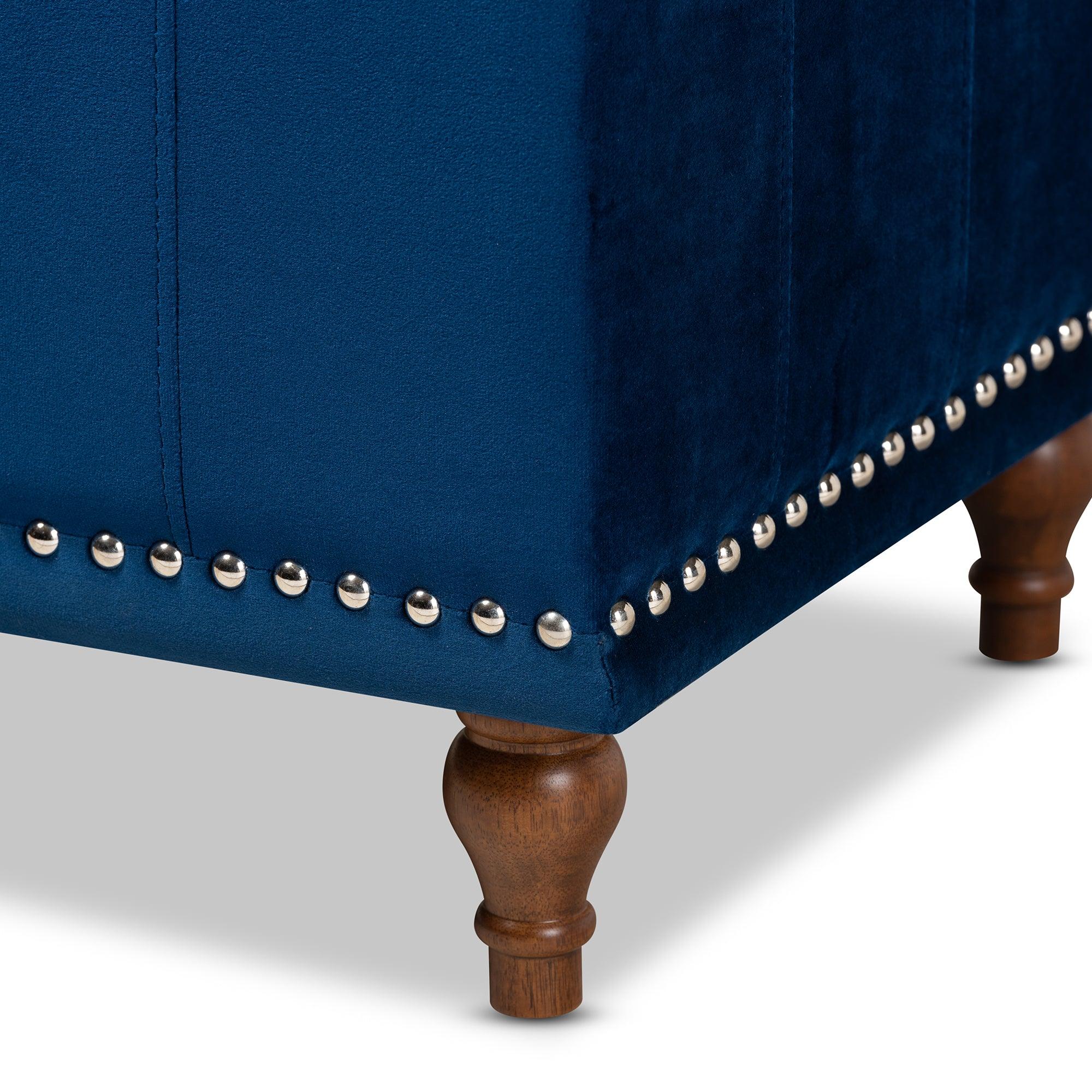 Kaylee Modern and Contemporary Velvet Fabric Upholstered Button-Tufted Storage Ottoman