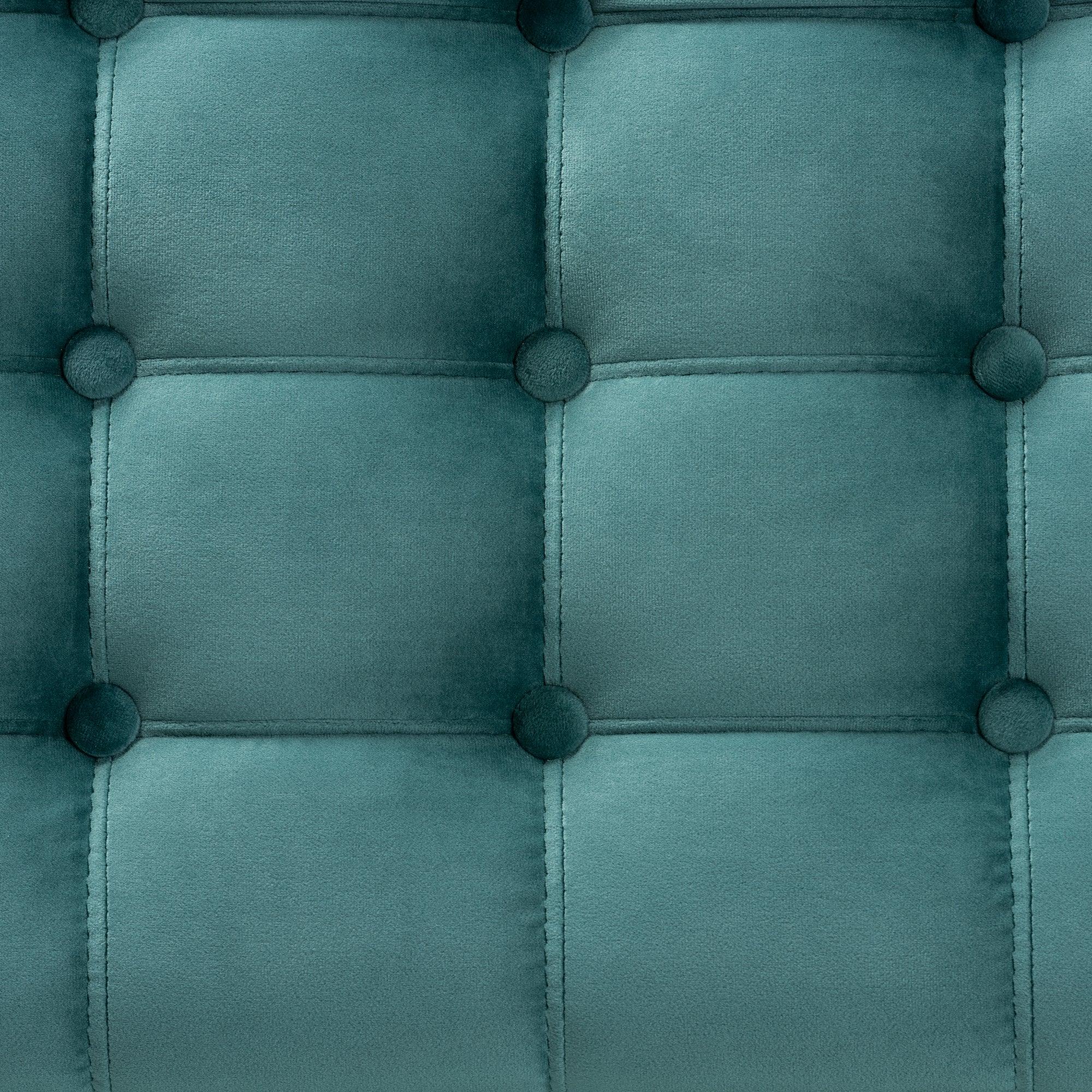 Kaylee Modern and Contemporary Teal Velvet Fabric Upholstered Button-Tufted Storage Ottoman