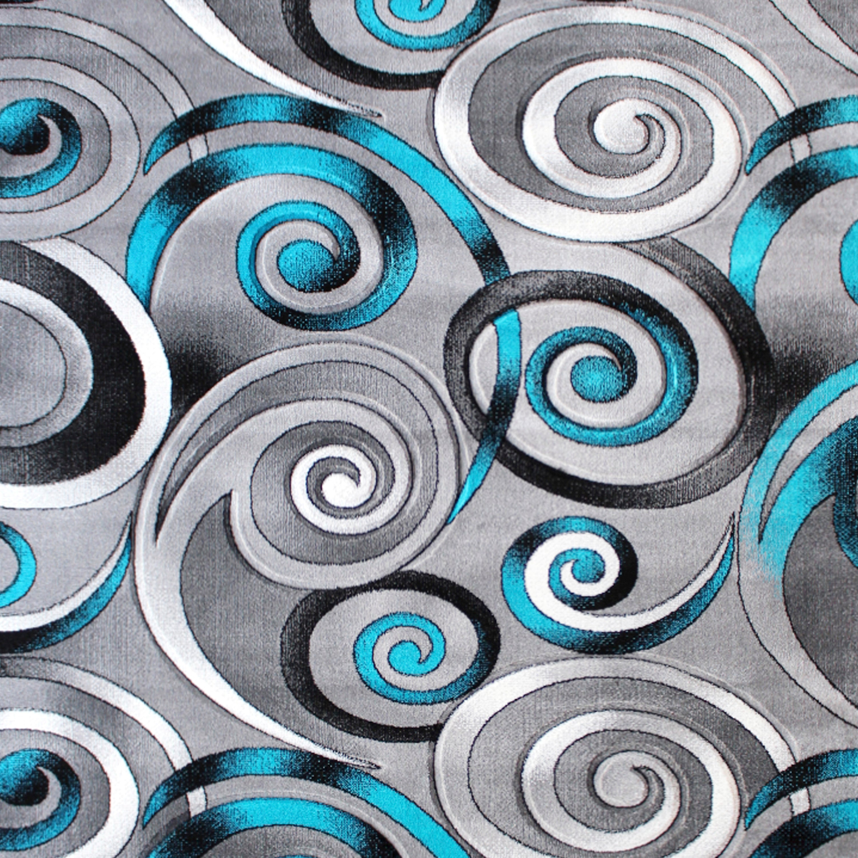 Masie Collection Swirl Olefin Area Rug with Jute Backing - Entryway, Living Room, Bedroom