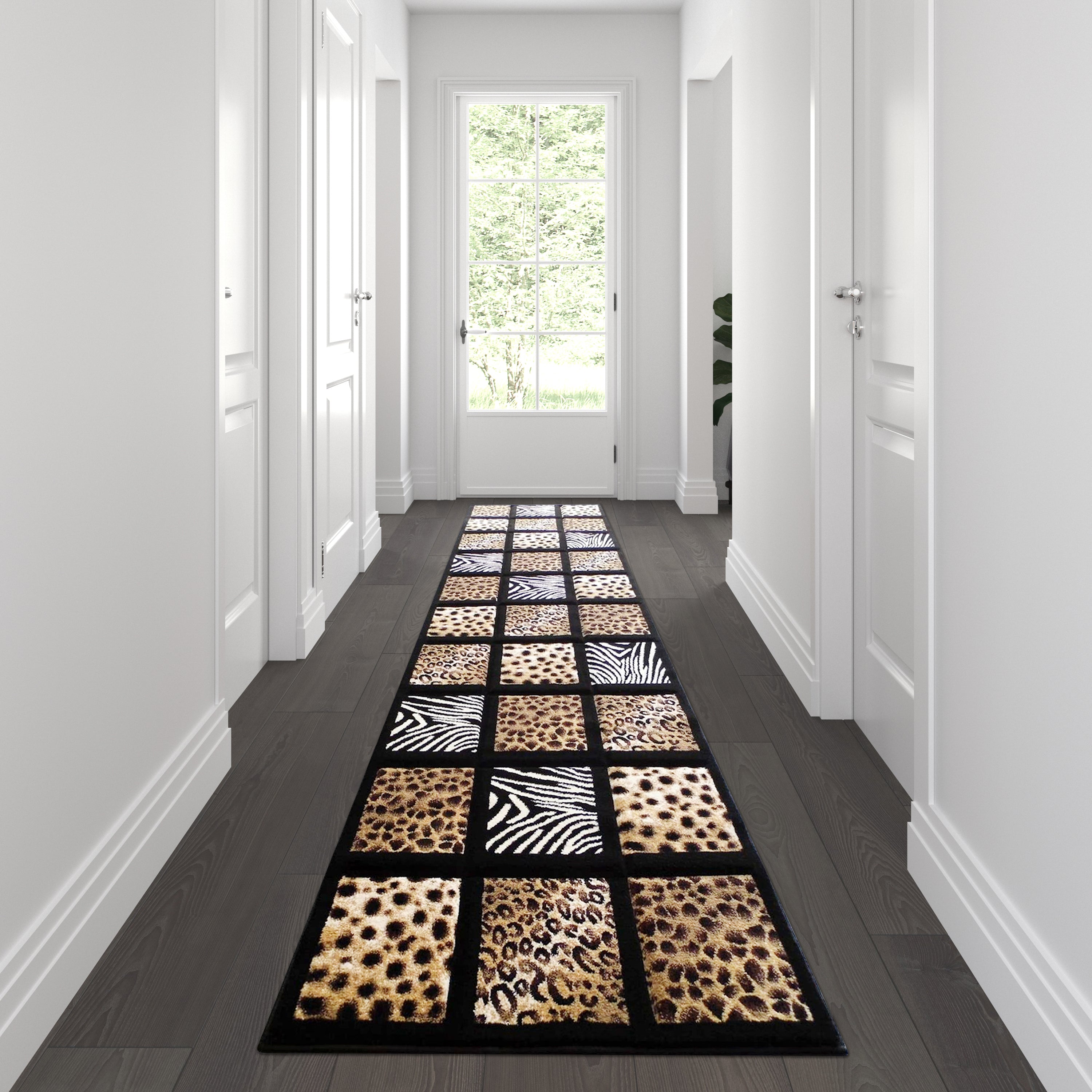 Menagerie Collection Modern Animal Print Olefin Area Rug with Cheetah, Leopard, Zebra and Giraffe Design Raised Squares-Area Rug-Flash Furniture-Wall2Wall Furnishings