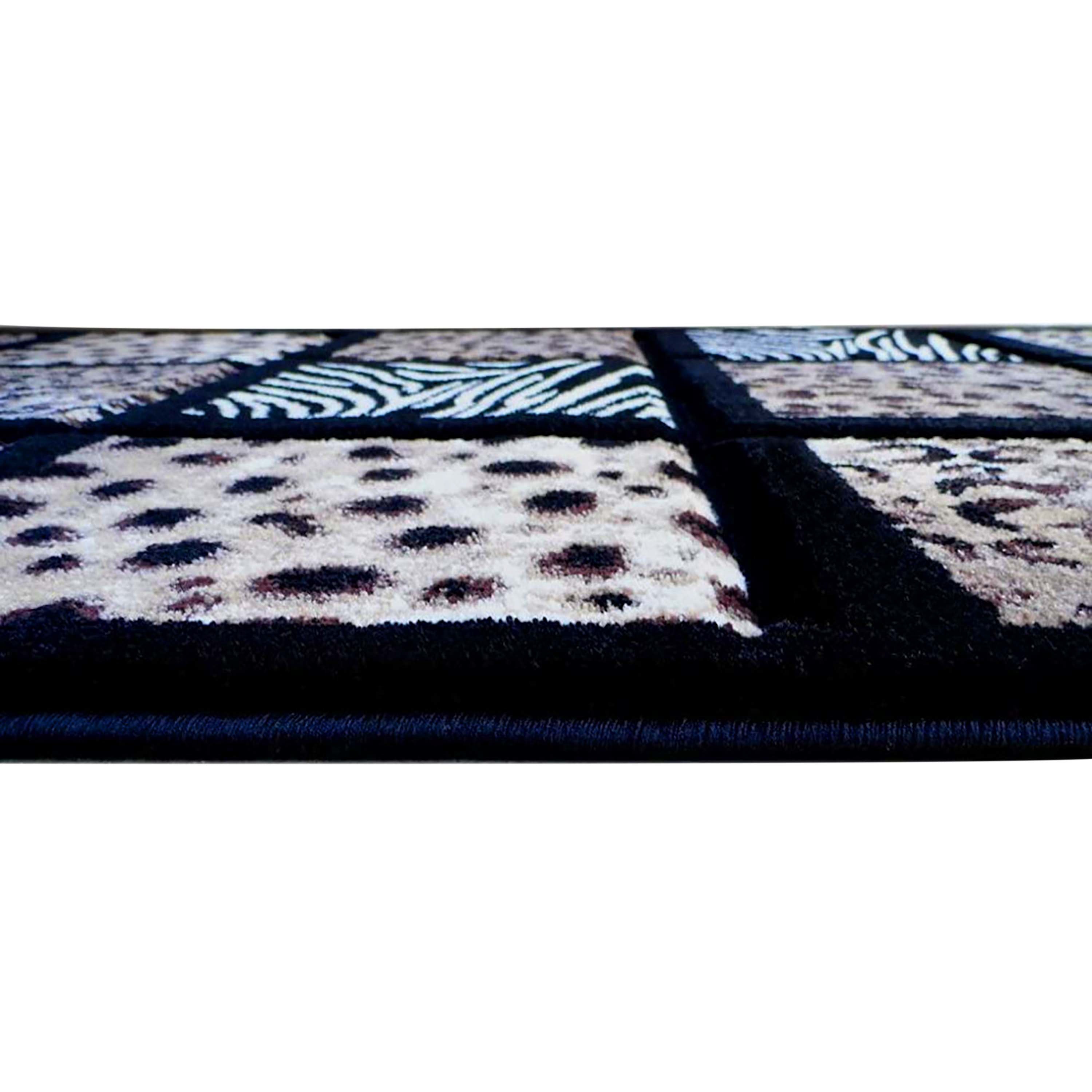 Menagerie Collection Modern Animal Print Olefin Area Rug with Cheetah, Leopard, Zebra and Giraffe Design Raised Squares-Area Rug-Flash Furniture-Wall2Wall Furnishings