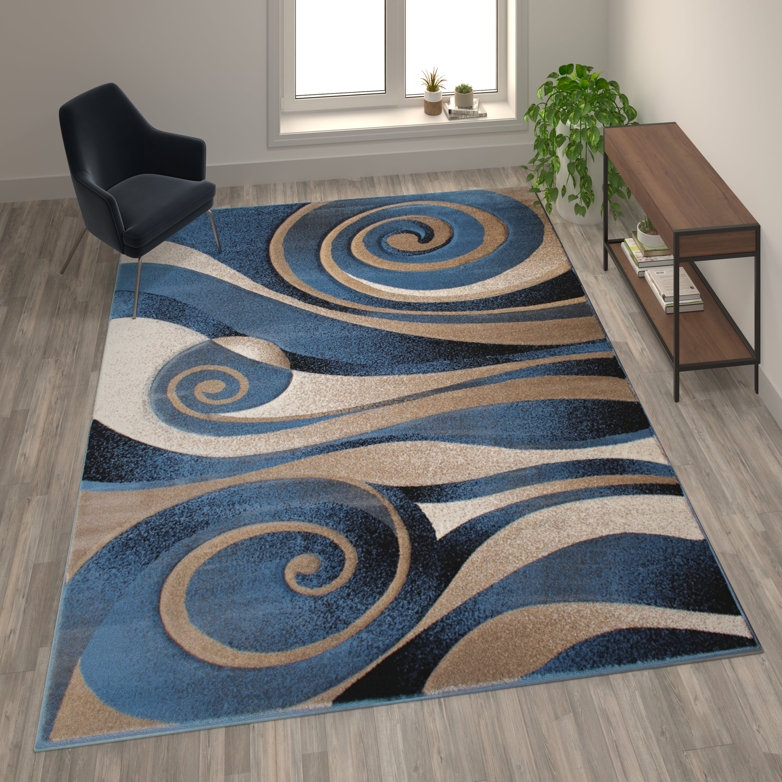 Coterie Collection Modern Circular Patterned Indoor Area Rug - Olefin Fibers with Jute Backing-Indoor Area Rug-Flash Furniture-Wall2Wall Furnishings