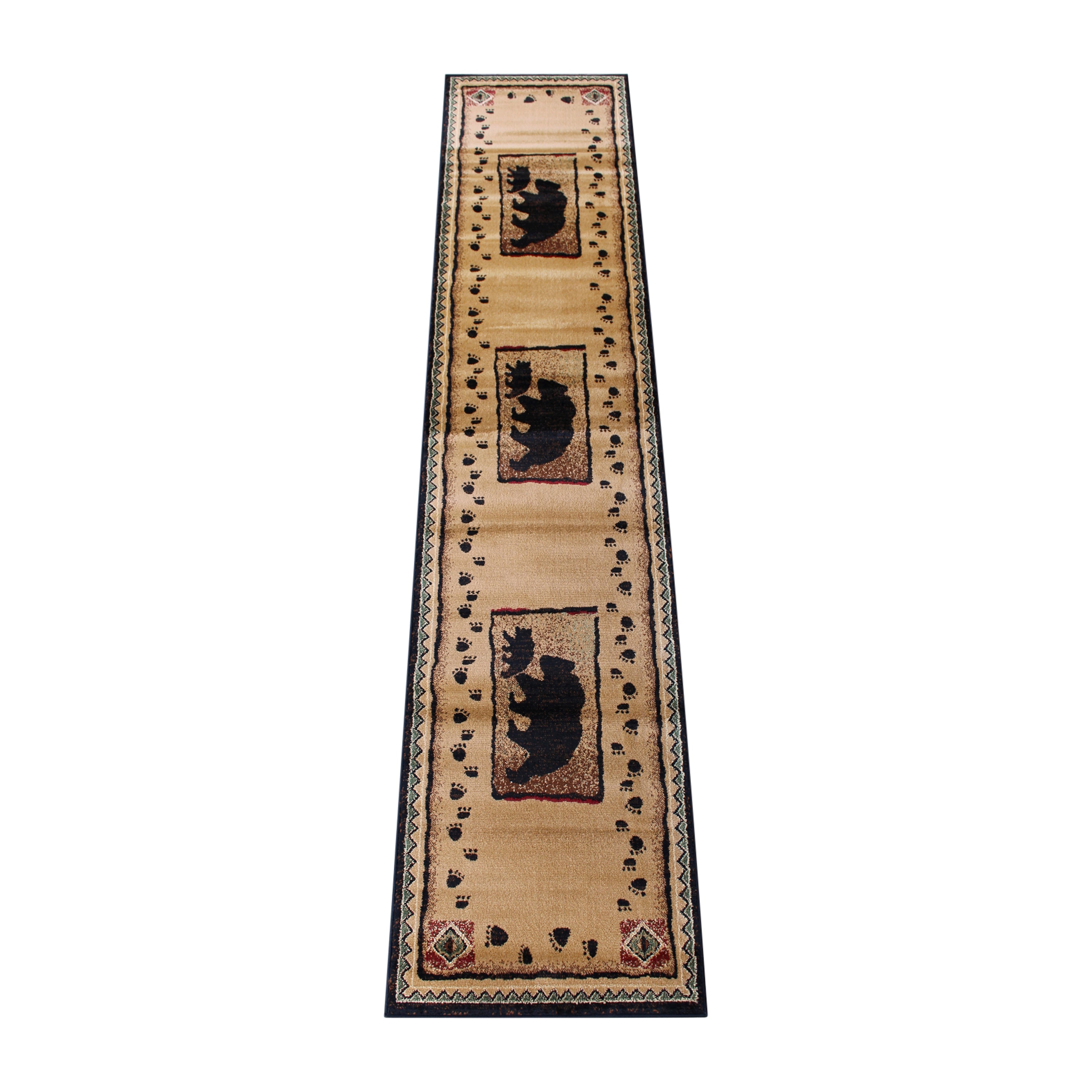 Matra Collection Rustic Style Bear and Cub Area Rug with Jute Backing-Area Rug-Flash Furniture-Wall2Wall Furnishings