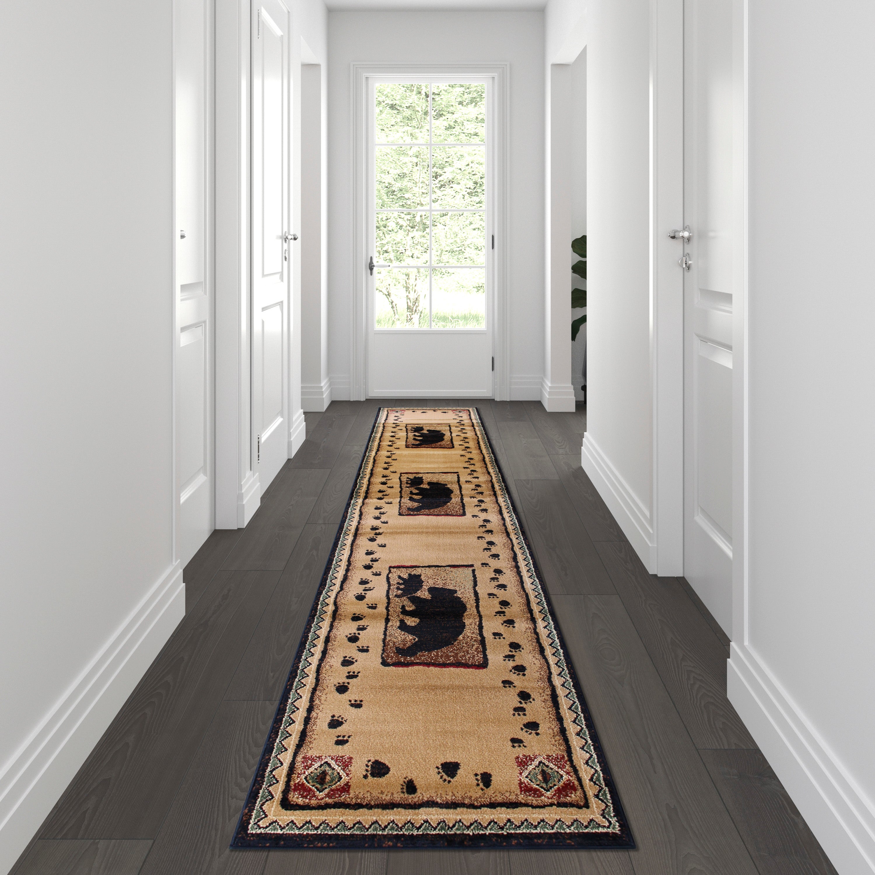 Matra Collection Rustic Style Bear and Cub Area Rug with Jute Backing-Area Rug-Flash Furniture-Wall2Wall Furnishings