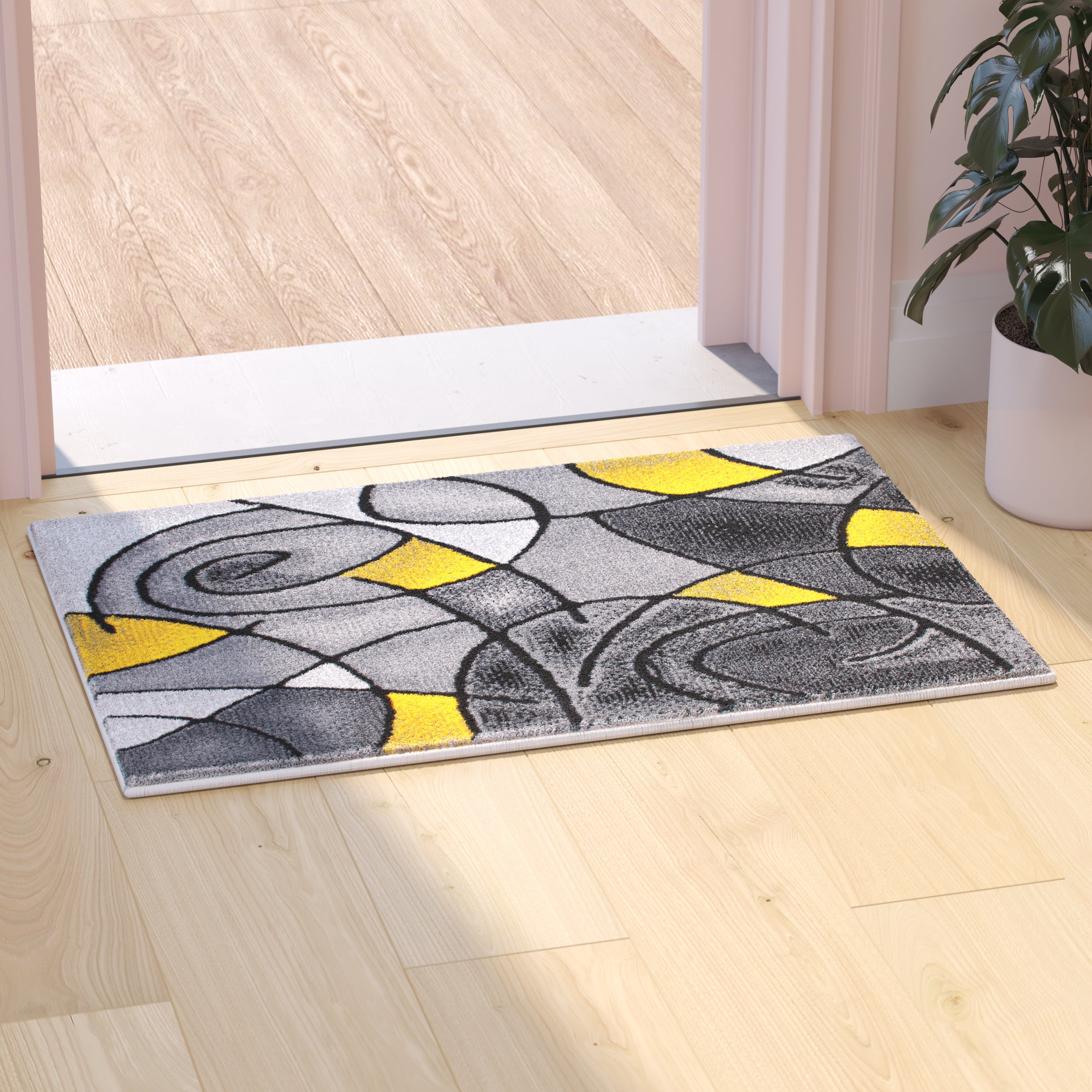 Jubilee Collection Modern Abstract Pattern Area Rug - Olefin Rug with Jute Backing - Living Room, Bedroom, & Family Room-Area Rug-Flash Furniture-Wall2Wall Furnishings