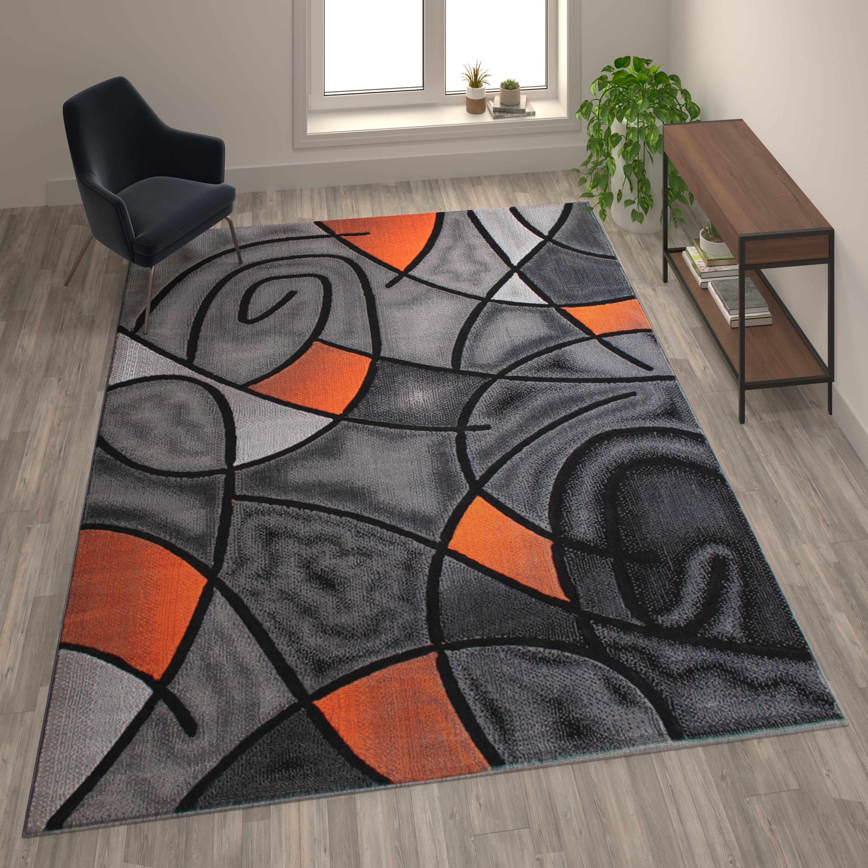 Jubilee Collection Modern Abstract Pattern Area Rug - Olefin Rug with Jute Backing - Living Room, Bedroom, & Family Room-Area Rug-Flash Furniture-Wall2Wall Furnishings