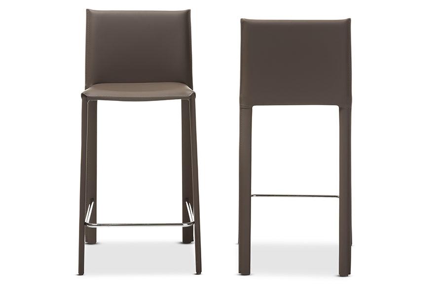 Crawford Modern and Contemporary Leather Upholstered Counter Height Stool (Set of 2)